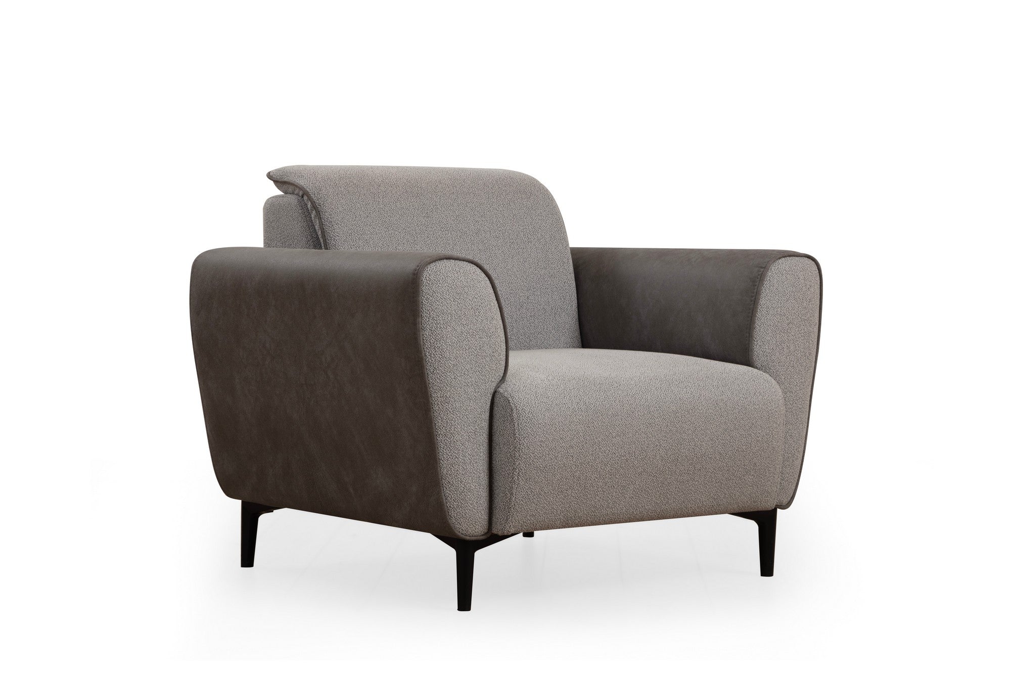 Sofá elegante de 1 lugar, cinza, 100 cm | Estrutura em madeira de faia e aglomerado, tecido 100% poliéster | Almofadas de espuma macia, fácil de limpar, design moderno