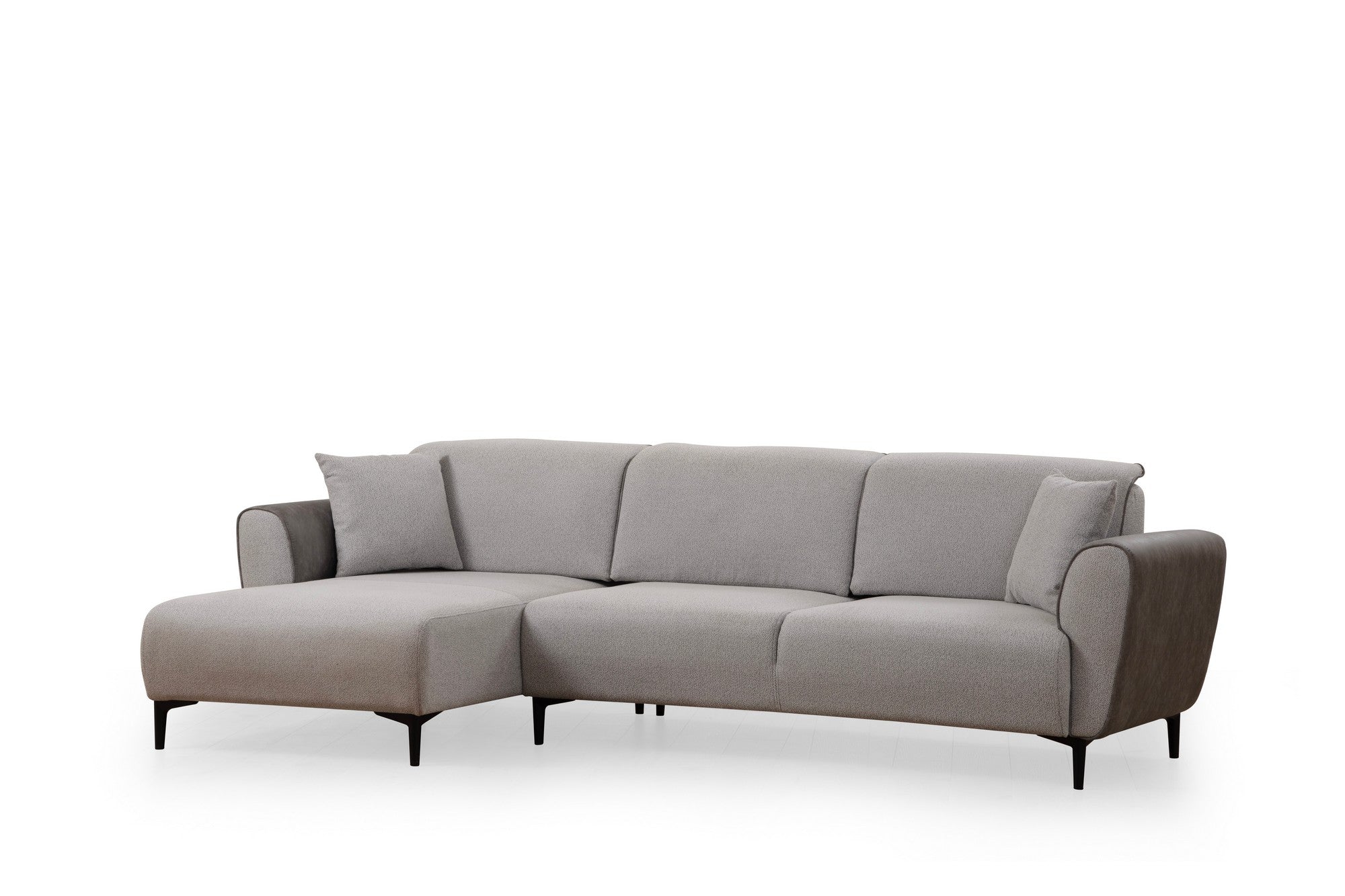 Sofá-cama de canto elegante, cinza, 150 x 260 cm | Estrutura em madeira de faia e aglomerado, 100% poliéster | Mecanismo giratório, tecido fácil de limpar, design moderno