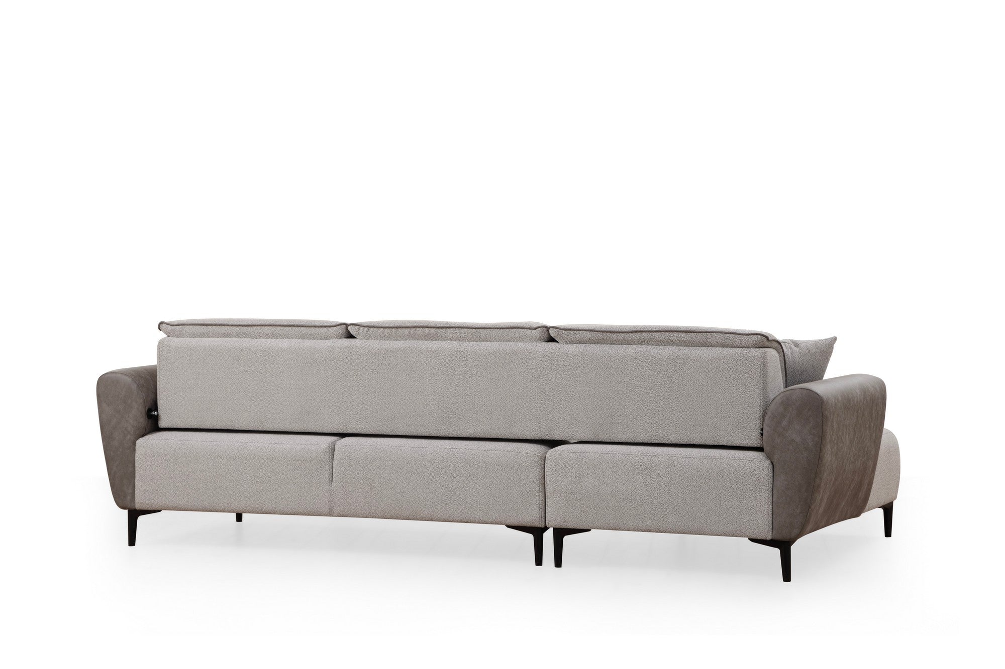 Sofá-cama de canto elegante, cinza, 150 x 260 cm | Estrutura em madeira de faia e aglomerado, 100% poliéster | Mecanismo giratório, tecido fácil de limpar, design moderno