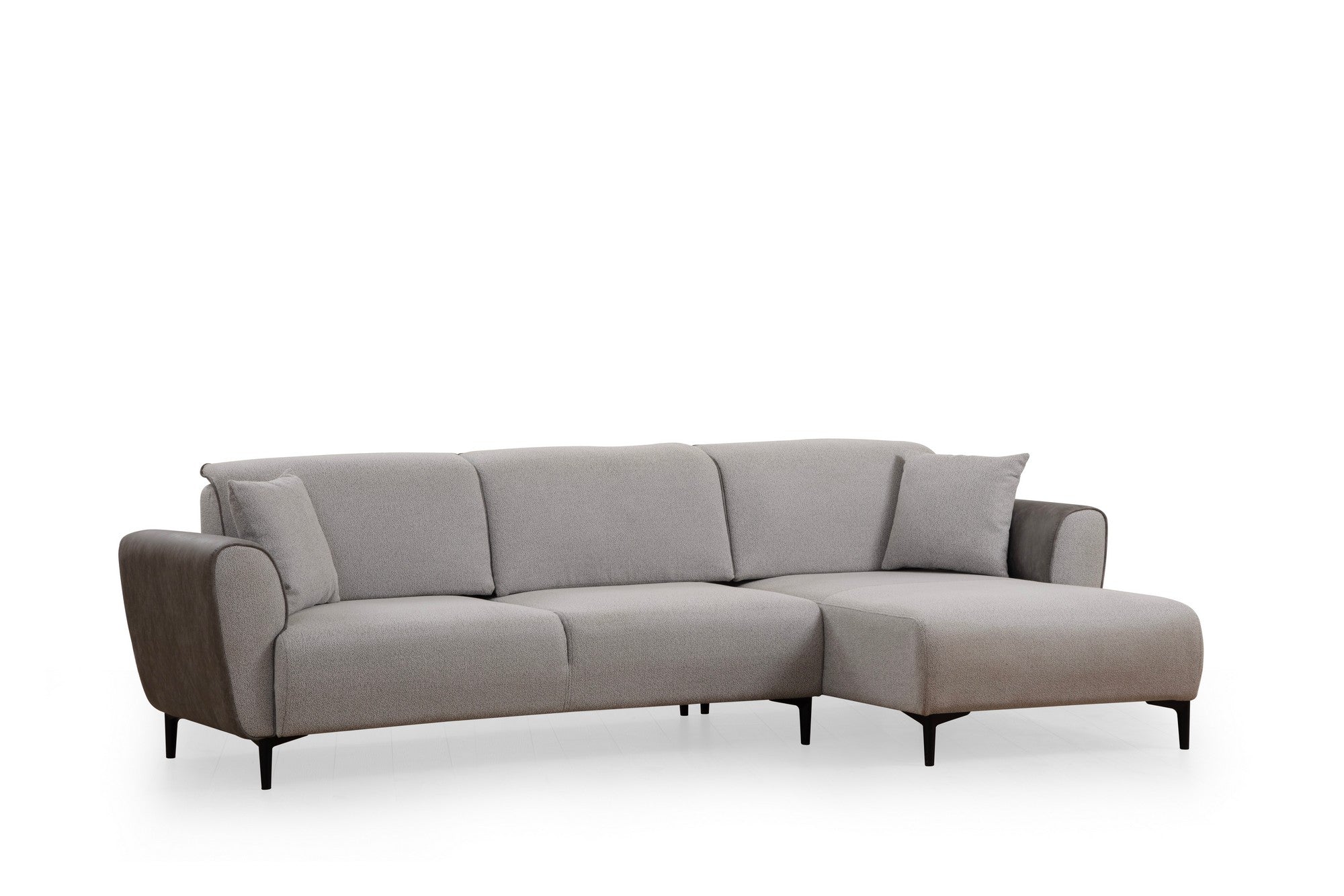 Sofá-cama de canto elegante, cinza, 150 x 260 cm | Estrutura em madeira de faia e aglomerado, 100% poliéster | Mecanismo giratório, tecido fácil de limpar, design moderno