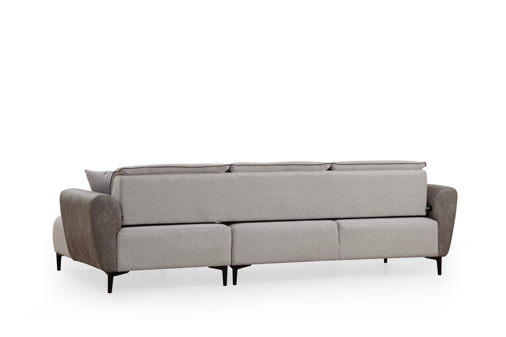 Sofá-cama de canto elegante, cinza, 150 x 260 cm | Estrutura em madeira de faia e aglomerado, 100% poliéster | Mecanismo giratório, tecido fácil de limpar, design moderno