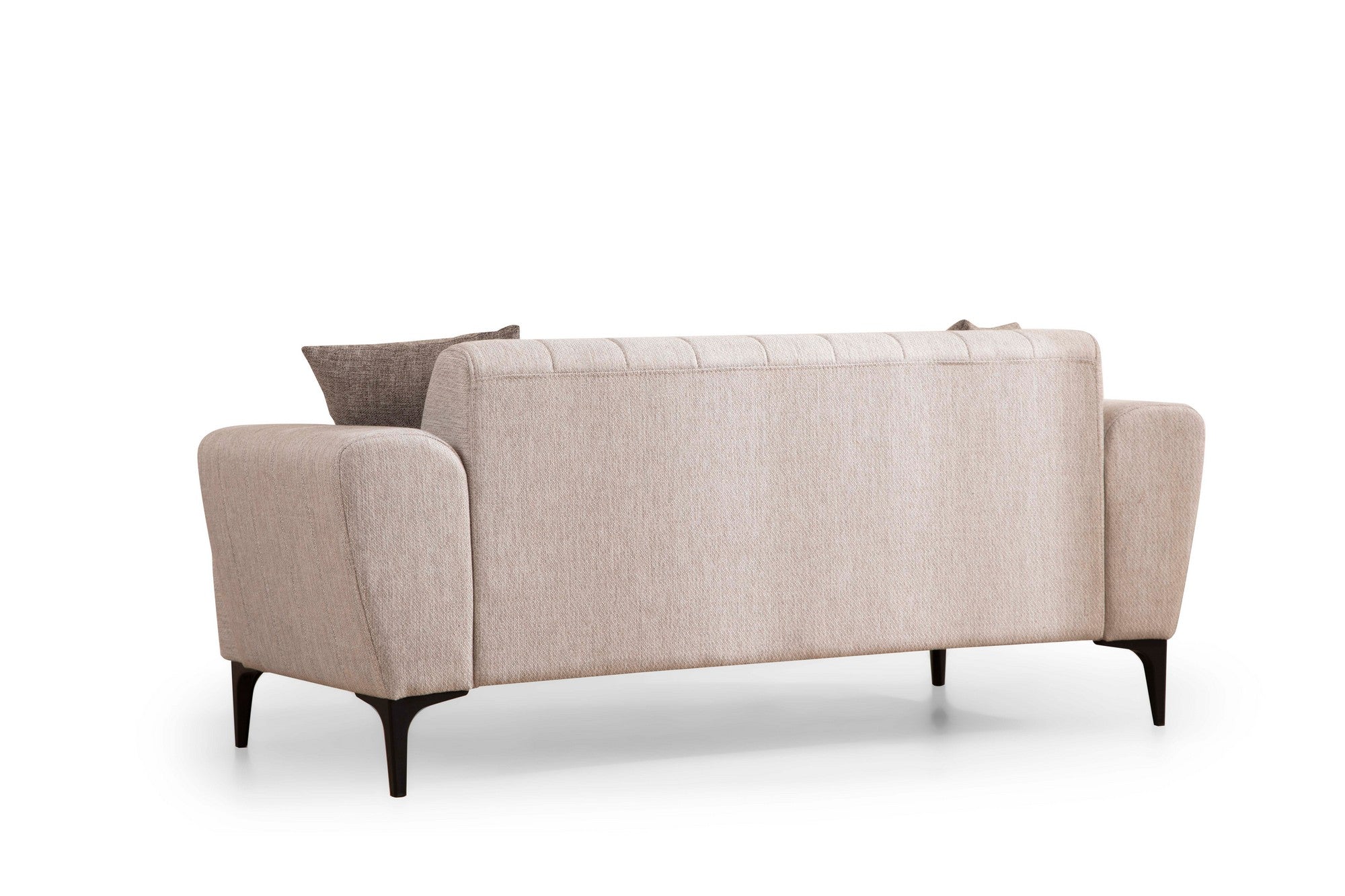 Sofá elegante de 2 lugares, bege, 180 x 95 x 77 cm | Estrutura em madeira de faia e aglomerado, tecido 100% poliéster | Almofadas de espuma macia, design fácil de limpar, conforto moderno