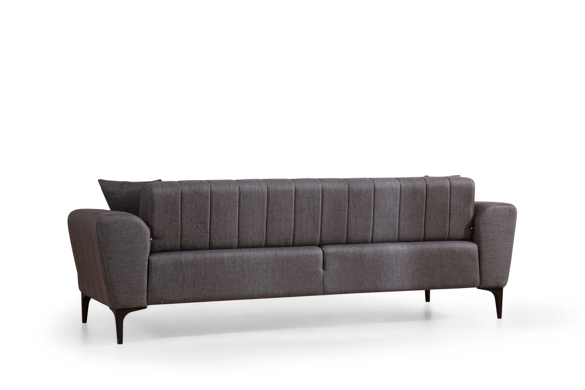 Sofá-cama elegante de 3 lugares, cinza escuro, 230 x 95 x 77 cm | Estrutura em madeira de faia, 100% poliéster, mecanismo giratório | Perfeito para espaços modernos