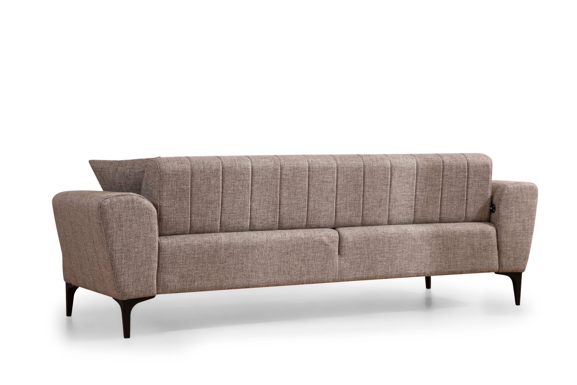 Sofá-cama elegante de 3 lugares, marrom claro, 230 x 95 x 77 cm | Estrutura em madeira de faia, 100% poliéster, mecanismo giratório | Perfeito para espaços modernos