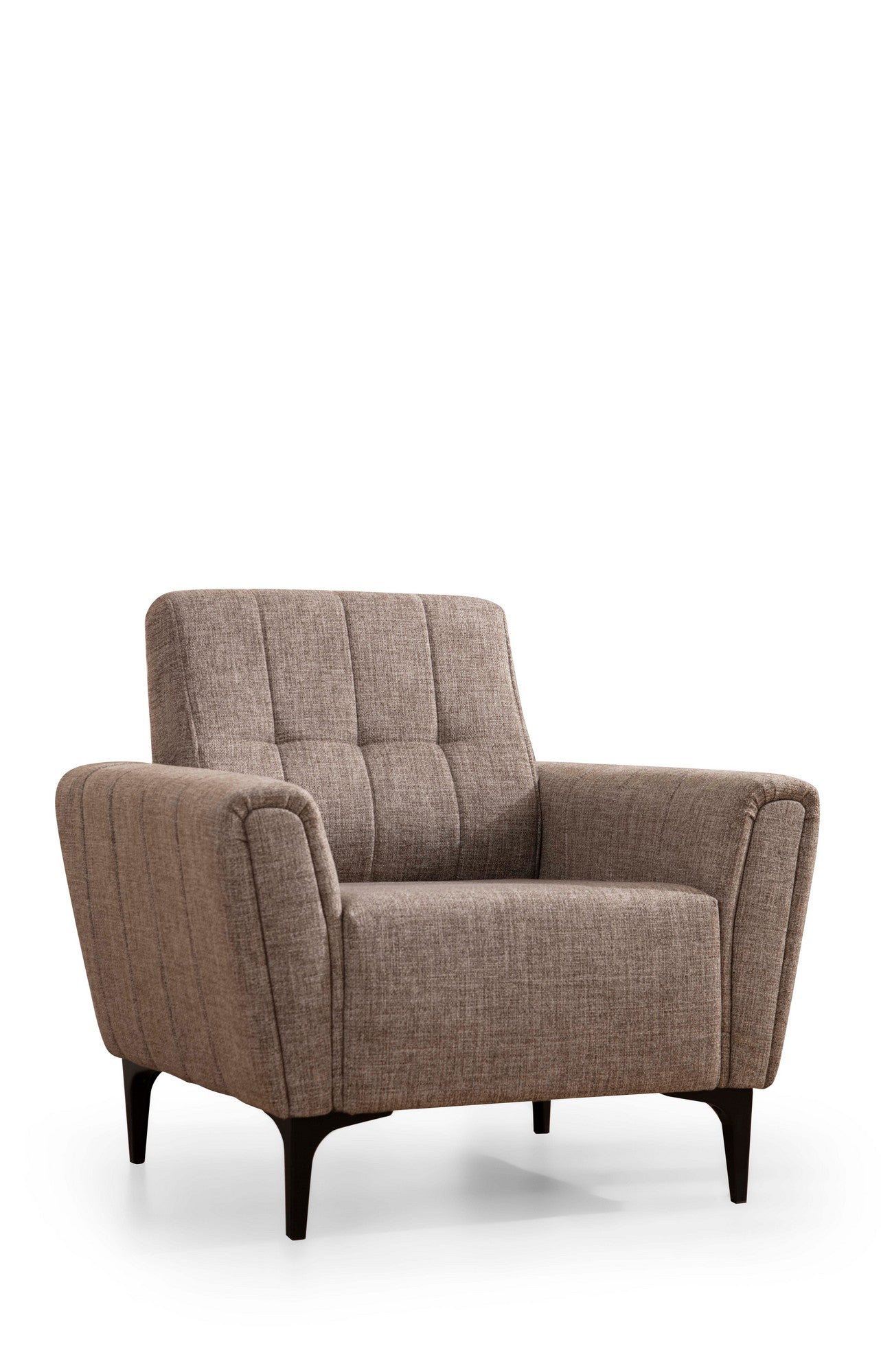 Sofá elegante de 1 lugar, marrom claro, 90 x 95 x 77 cm | Estrutura em madeira de faia e aglomerado, tecido 100% poliéster | Almofadas de espuma macia, design de fácil manutenção