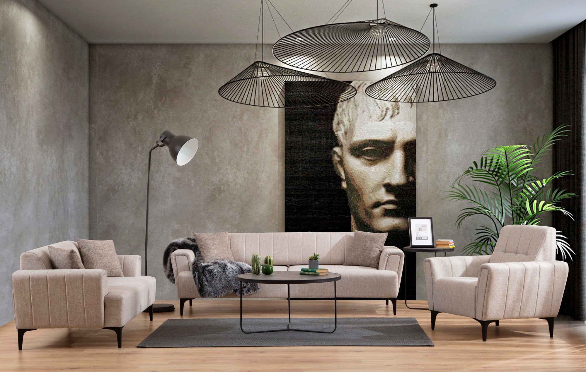Sofá elegante de 1 lugar, bege, 90 x 95 x 77 cm | Estrutura em madeira de faia e aglomerado, 100% poliéster, almofadas de espuma macia | Fácil manutenção, design moderno para qualquer espaço