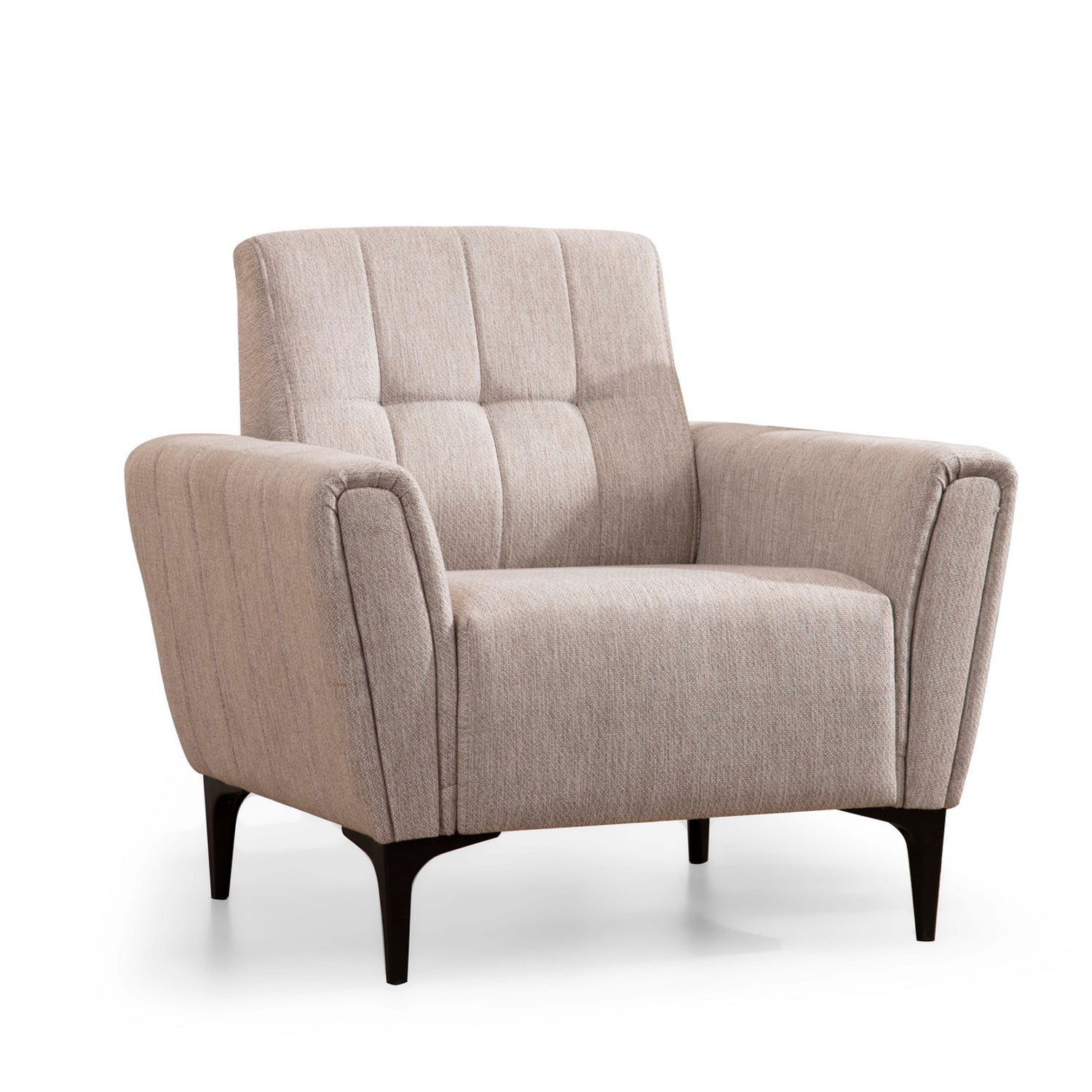 Sofá elegante de 1 lugar, bege, 90 x 95 x 77 cm | Estrutura em madeira de faia e aglomerado, 100% poliéster, almofadas de espuma macia | Fácil manutenção, design moderno para qualquer espaço