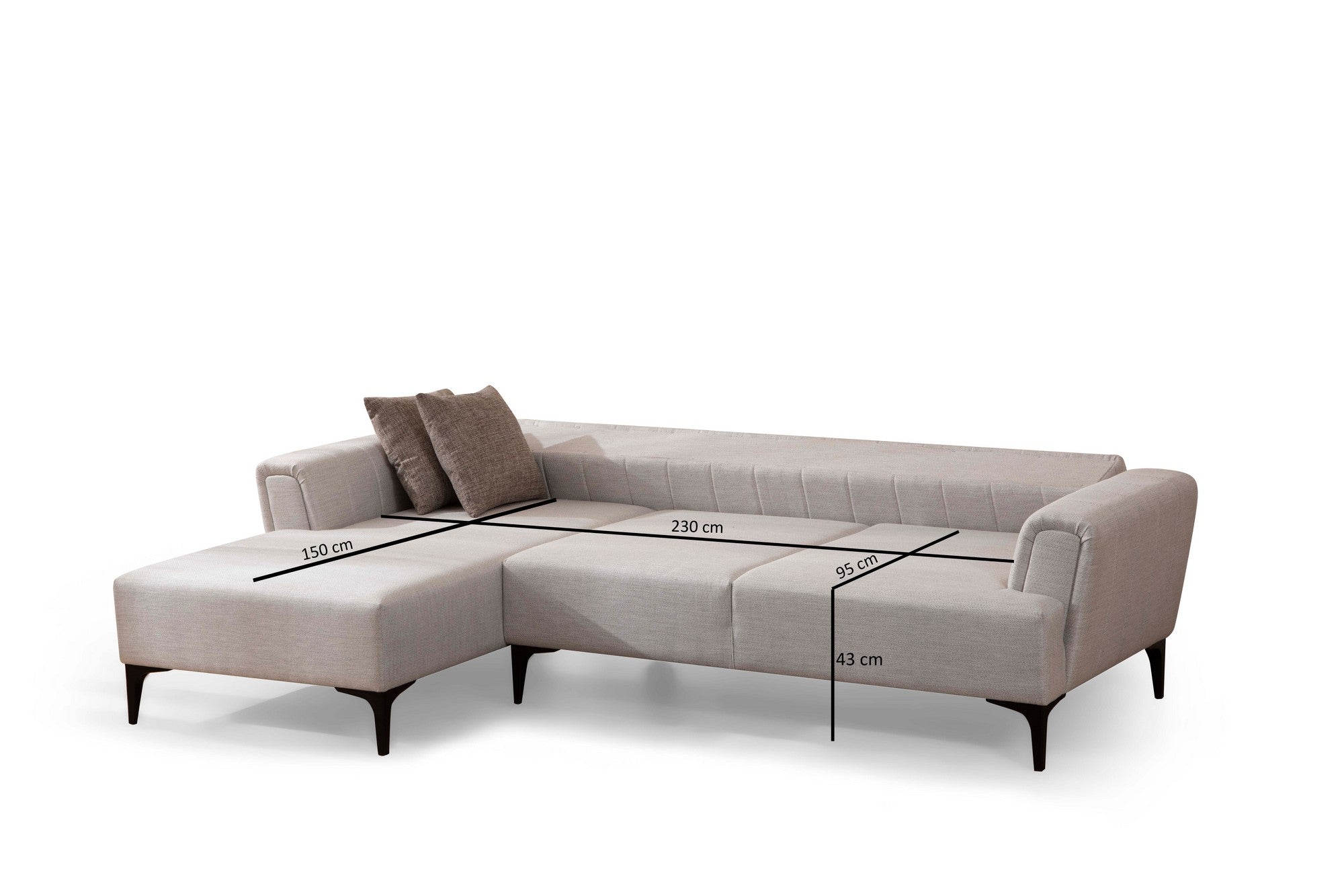 Sofá-cama de canto elegante, cru, 140x270 cm | Estrutura em madeira de faia e aglomerado, 100% poliéster, mecanismo giratório | Perfeito para espaços modernos