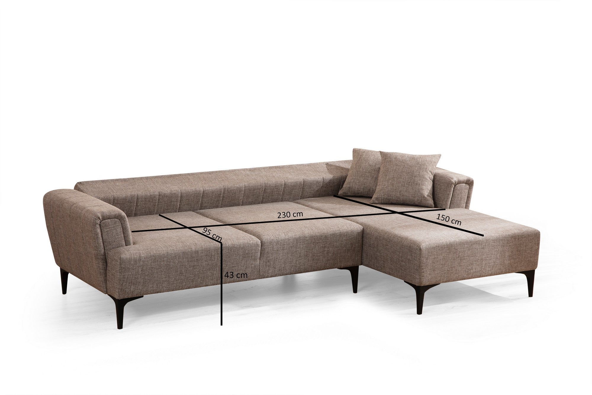 Sofá-cama de canto elegante, marrom claro, 270 x 140 cm | Estrutura em madeira de faia e aglomerado, 100% poliéster, mecanismo giratório nas costas | Perfeito para espaços modernos