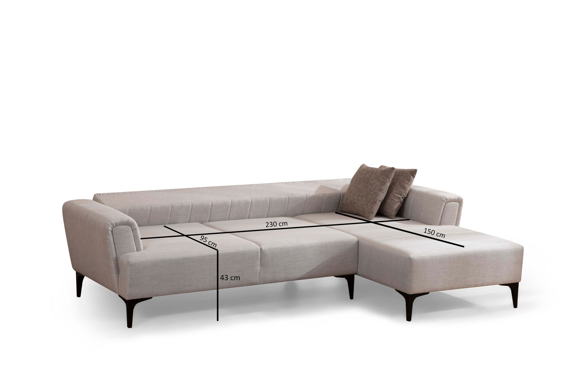 Sofá-cama de canto elegante, cru, 270x140 cm | Estrutura em madeira de faia e aglomerado, 100% poliéster | Mecanismo giratório do encosto, conforto em espuma macia | Design moderno
