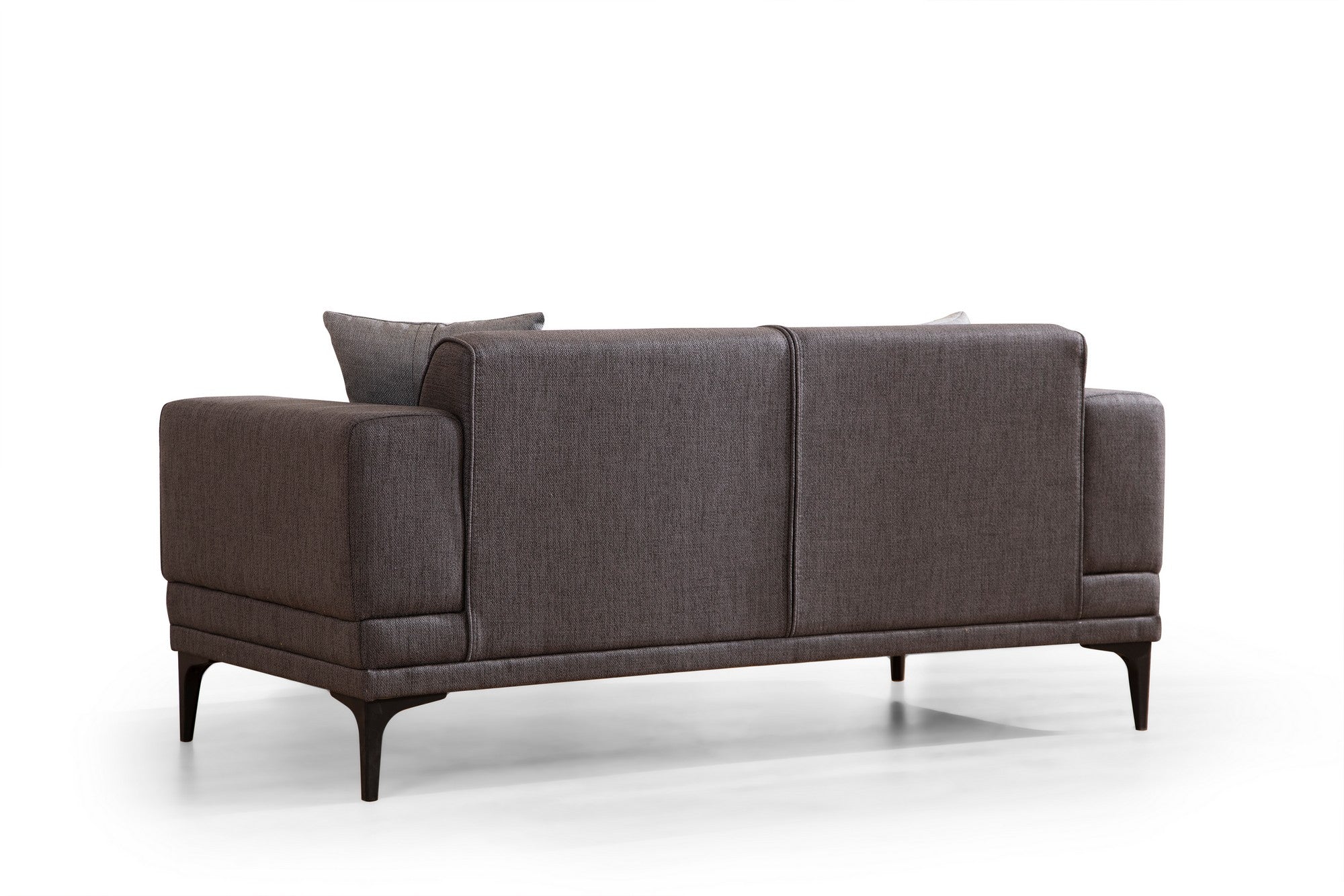 Sofá elegante de 2 lugares, cinza escuro, 170 x 85 x 77 cm | Estrutura em madeira de faia e aglomerado, 100% poliéster, almofadas de espuma macia | Fácil manutenção, design moderno