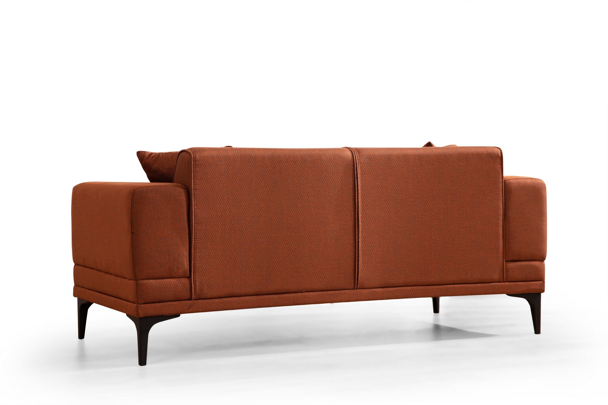 Sofá elegante de 2 lugares, vermelho-azulejo, 170 x 85 x 77 cm | Estrutura em madeira de faia e aglomerado, tecido 100% poliéster | Almofadas de espuma macia, design de fácil manutenção