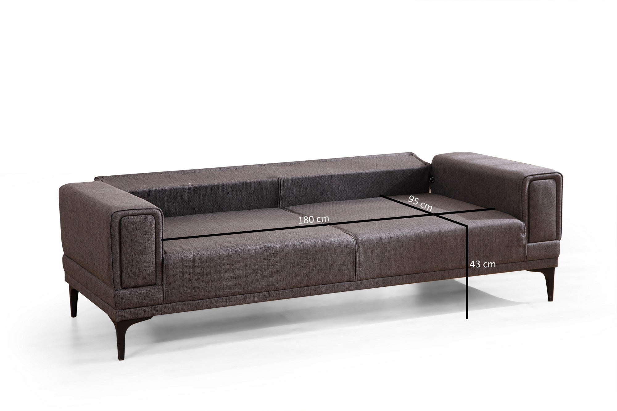 Sofá-cama elegante de 3 lugares, cinza escuro, 230 x 95 x 77 cm | Estrutura em madeira de faia, 100% poliéster, mecanismo giratório | Perfeito para espaços modernos