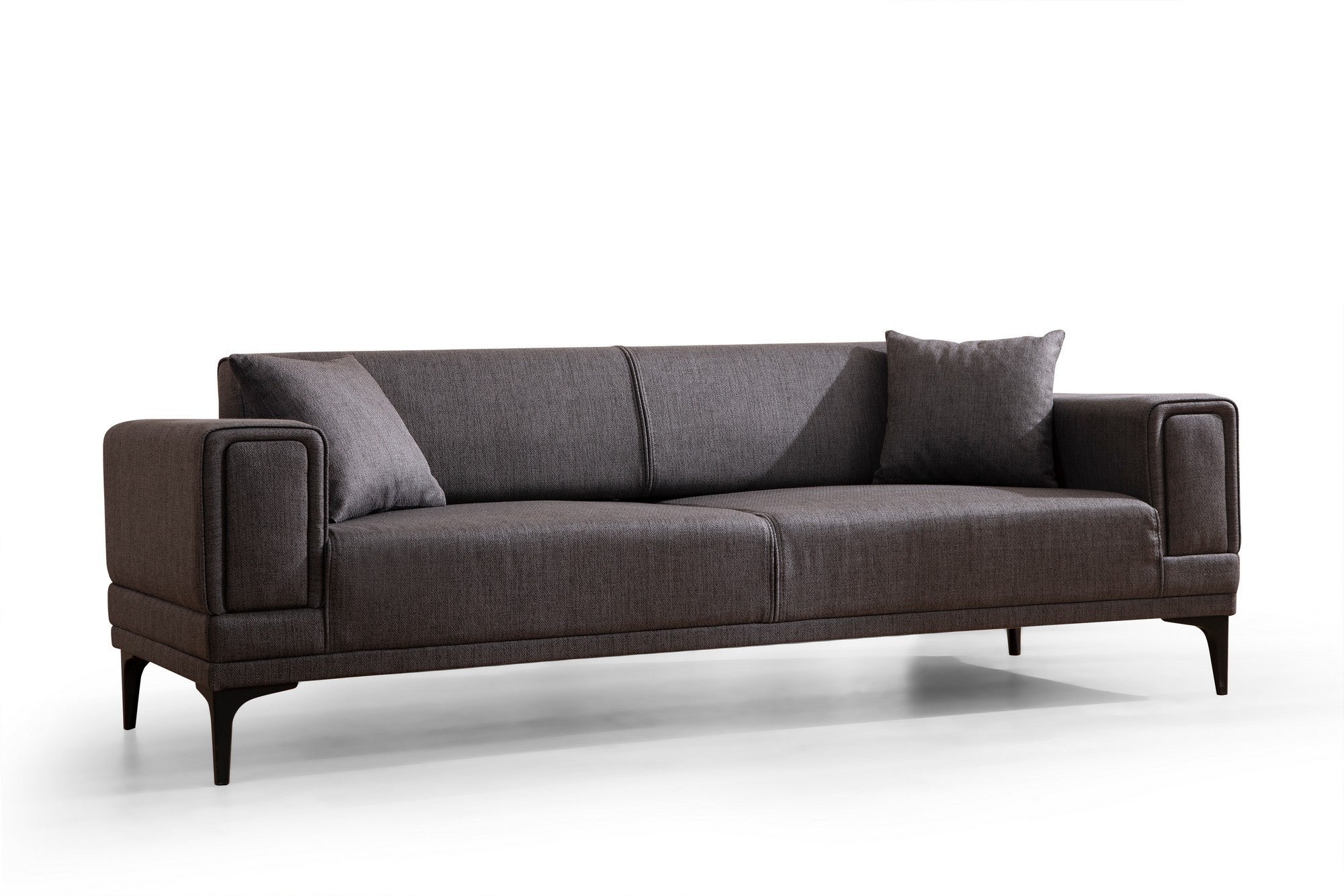 Sofá-cama elegante de 3 lugares, cinza escuro, 230 x 95 x 77 cm | Estrutura em madeira de faia, 100% poliéster, mecanismo giratório | Perfeito para espaços modernos