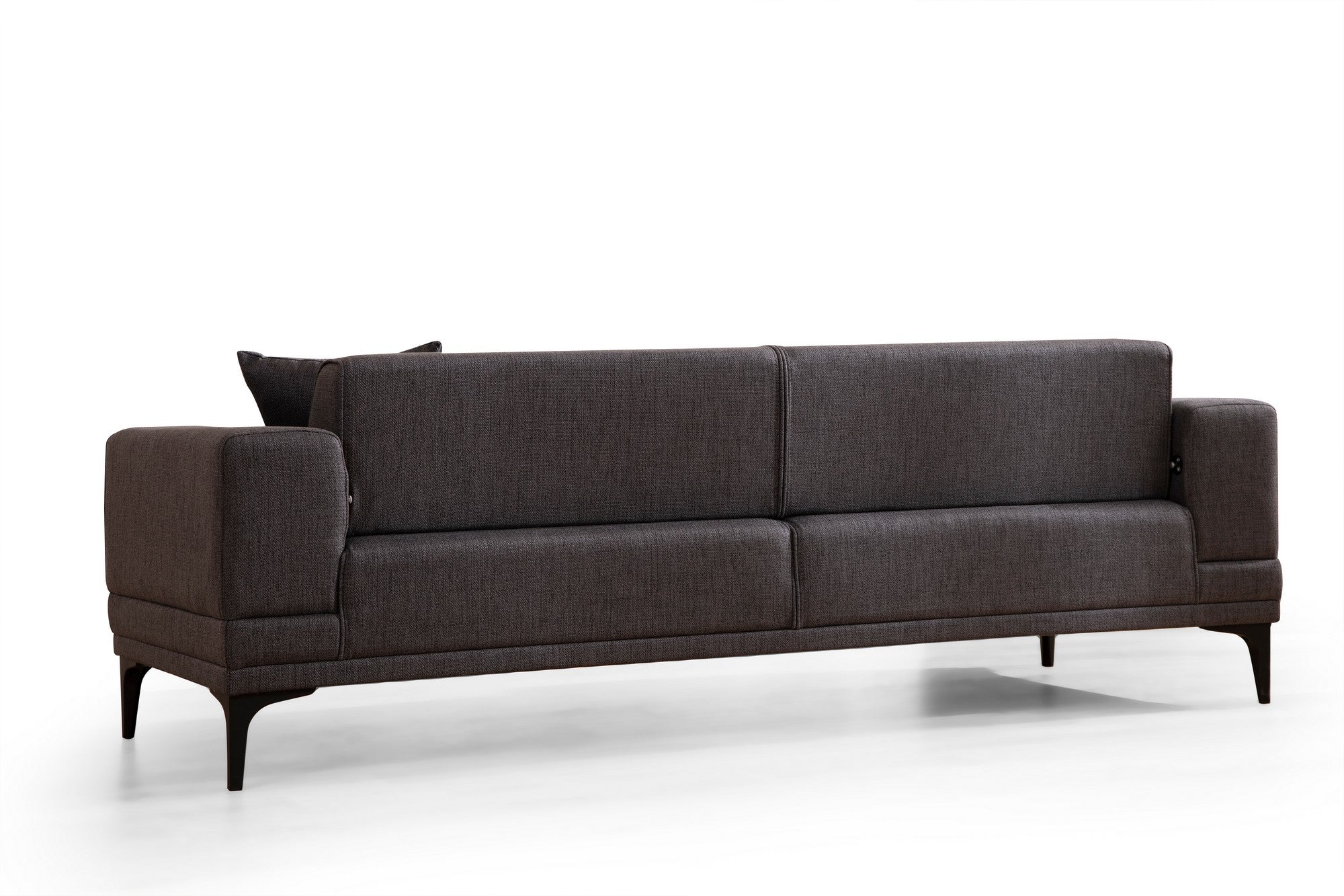 Sofá-cama elegante de 3 lugares, cinza escuro, 230 x 95 x 77 cm | Estrutura em madeira de faia, 100% poliéster, mecanismo giratório | Perfeito para espaços modernos
