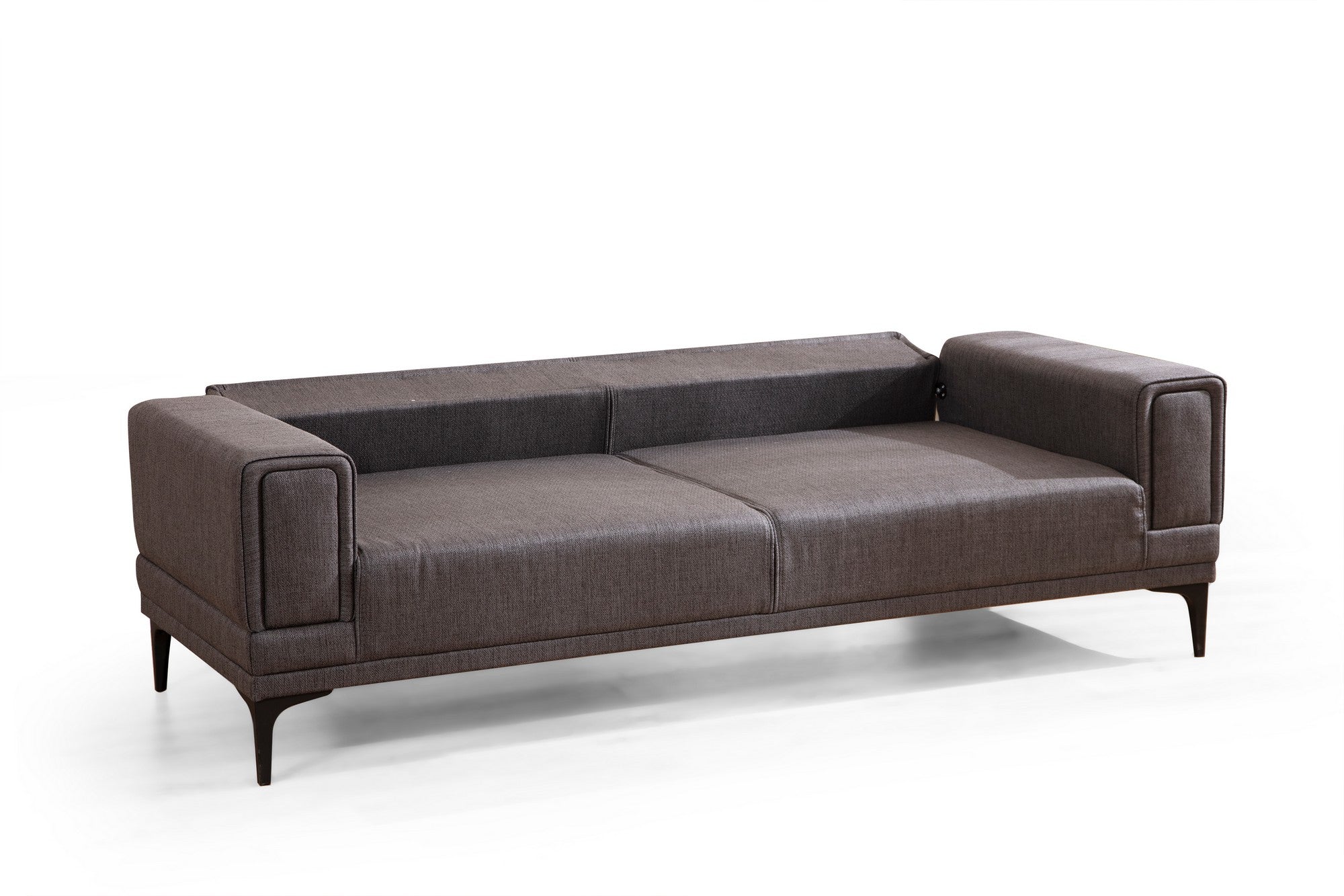 Sofá-cama elegante de 3 lugares, cinza escuro, 230 x 95 x 77 cm | Estrutura em madeira de faia, 100% poliéster, mecanismo giratório | Perfeito para espaços modernos