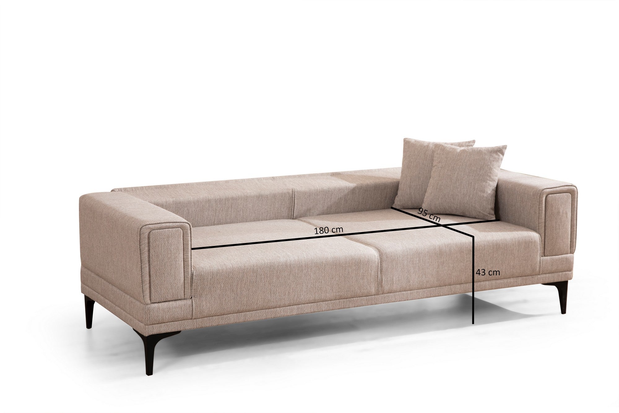 Sofá-cama elegante de 3 lugares, marrom claro, 230 x 95 x 77 cm | Estrutura em madeira de faia, 100% poliéster, mecanismo giratório | Perfeito para salas de estar modernas e espaços para hóspedes