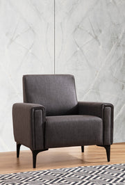 Sofá elegante de 1 lugar, cinza escuro, 90 x 85 x 77 cm | Estrutura em madeira de faia e aglomerado, tecido 100% poliéster | Almofadas de espuma macia, design de fácil manutenção