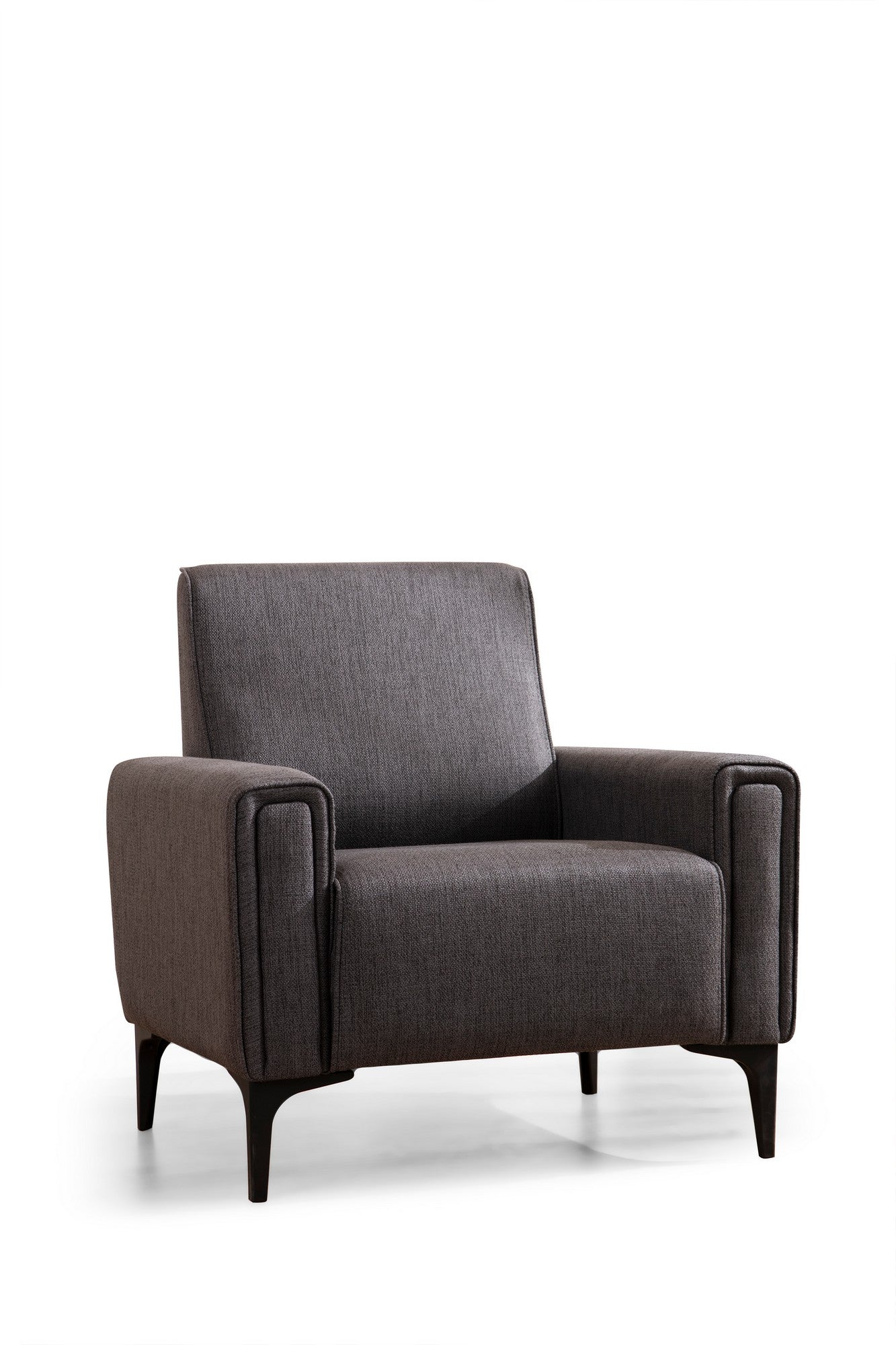 Sofá elegante de 1 lugar, cinza escuro, 90 x 85 x 77 cm | Estrutura em madeira de faia e aglomerado, tecido 100% poliéster | Almofadas de espuma macia, design de fácil manutenção