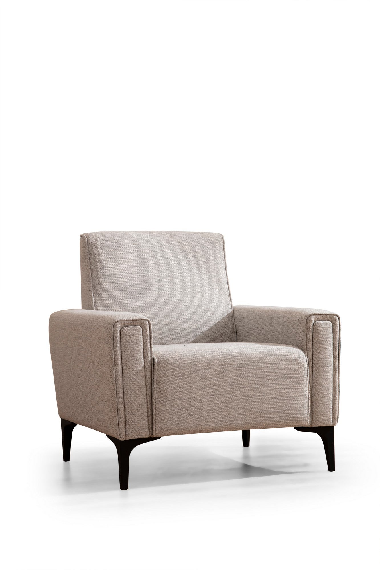 Sofá elegante de 1 lugar, cru, 90 x 85 x 77 cm | Estrutura em madeira de faia e aglomerado, tecido 100% poliéster | Almofadas de espuma macia, design fácil de limpar, conforto moderno