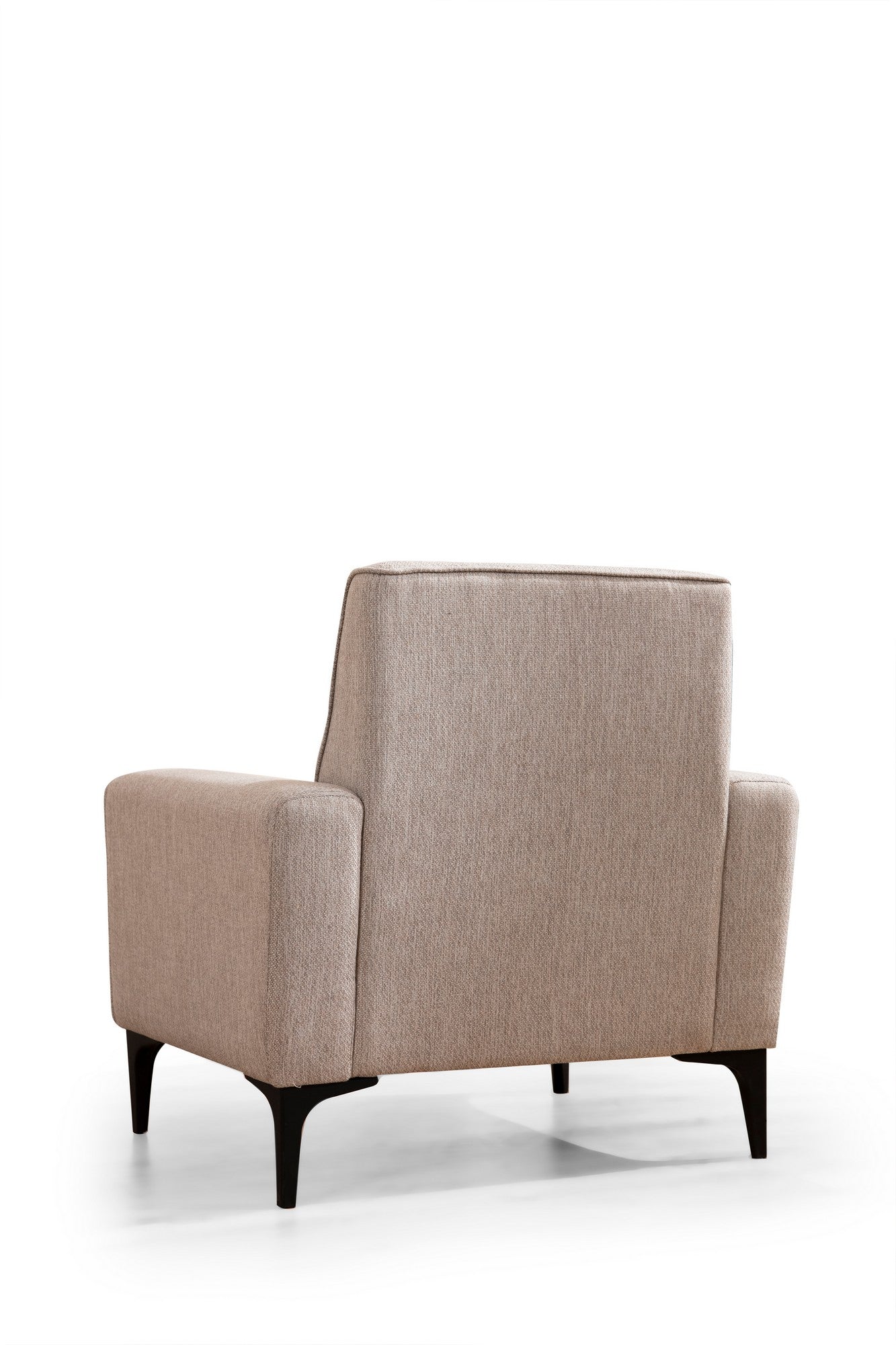 Sofá elegante de 1 lugar, marrom claro, 90 x 85 x 77 cm | Estrutura em madeira de faia e aglomerado, tecido 100% poliéster | Almofadas de espuma macia, design de fácil manutenção