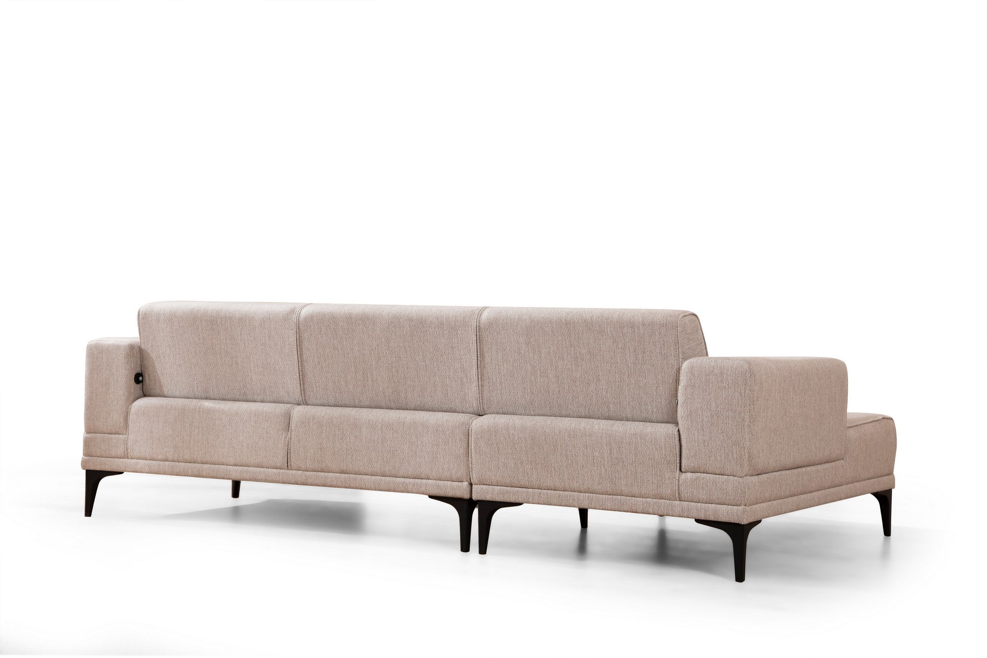 Sofá-cama de canto elegante, marrom claro, 140x250 cm | Estrutura em madeira de faia e aglomerado, 100% poliéster, mecanismo giratório | Perfeito para espaços modernos