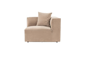 Sofá Cappuccino de 1 lugar, 95 x 65 x 95 cm | Estrutura 100% madeira de carpa, tecido 100% linho, espuma 32 DNS | Elegante e confortável para espaços de convivência modernos
