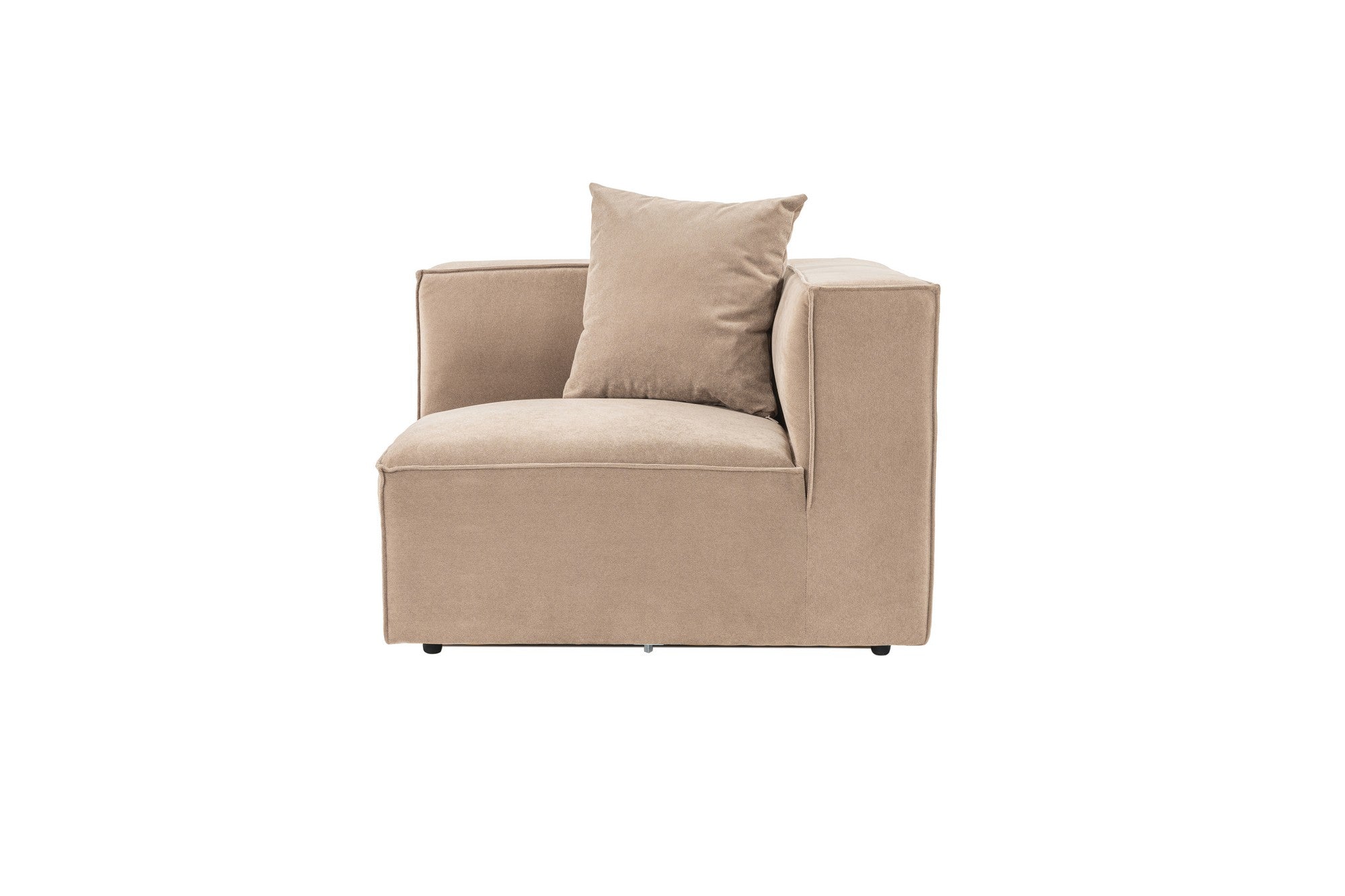 Sofá Cappuccino de 1 lugar, 95 x 65 x 95 cm | Estrutura 100% madeira de carpa, tecido 100% linho, espuma 32 DNS | Elegante e confortável para espaços de convivência modernos