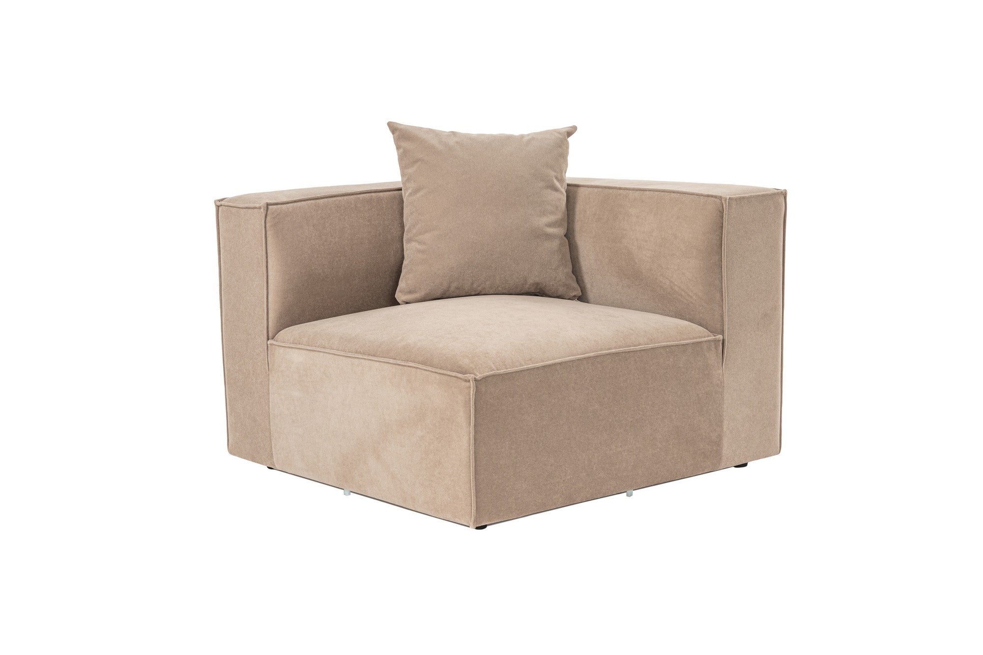 Sofá Cappuccino de 1 lugar, 95 x 65 x 95 cm | Estrutura 100% madeira de carpa, tecido 100% linho, espuma 32 DNS | Elegante e confortável para espaços de convivência modernos