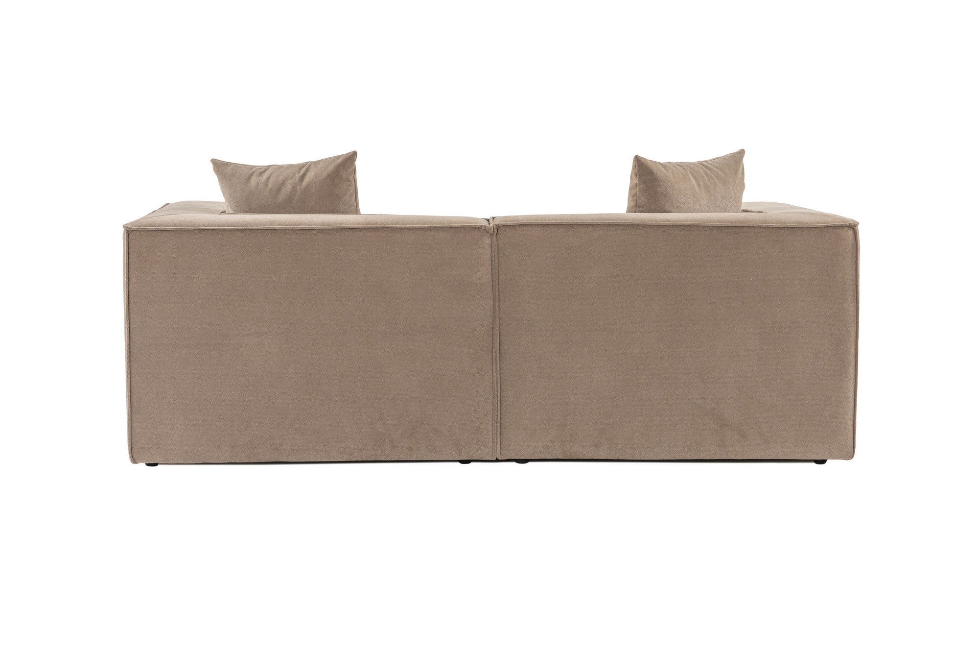 Sofá Cappuccino de 2 lugares, 190 x 95 x 65 cm | Estrutura 100% madeira de carpa, tecido 100% linho, espuma 32 DNS | Elegante e confortável para espaços de convivência modernos
