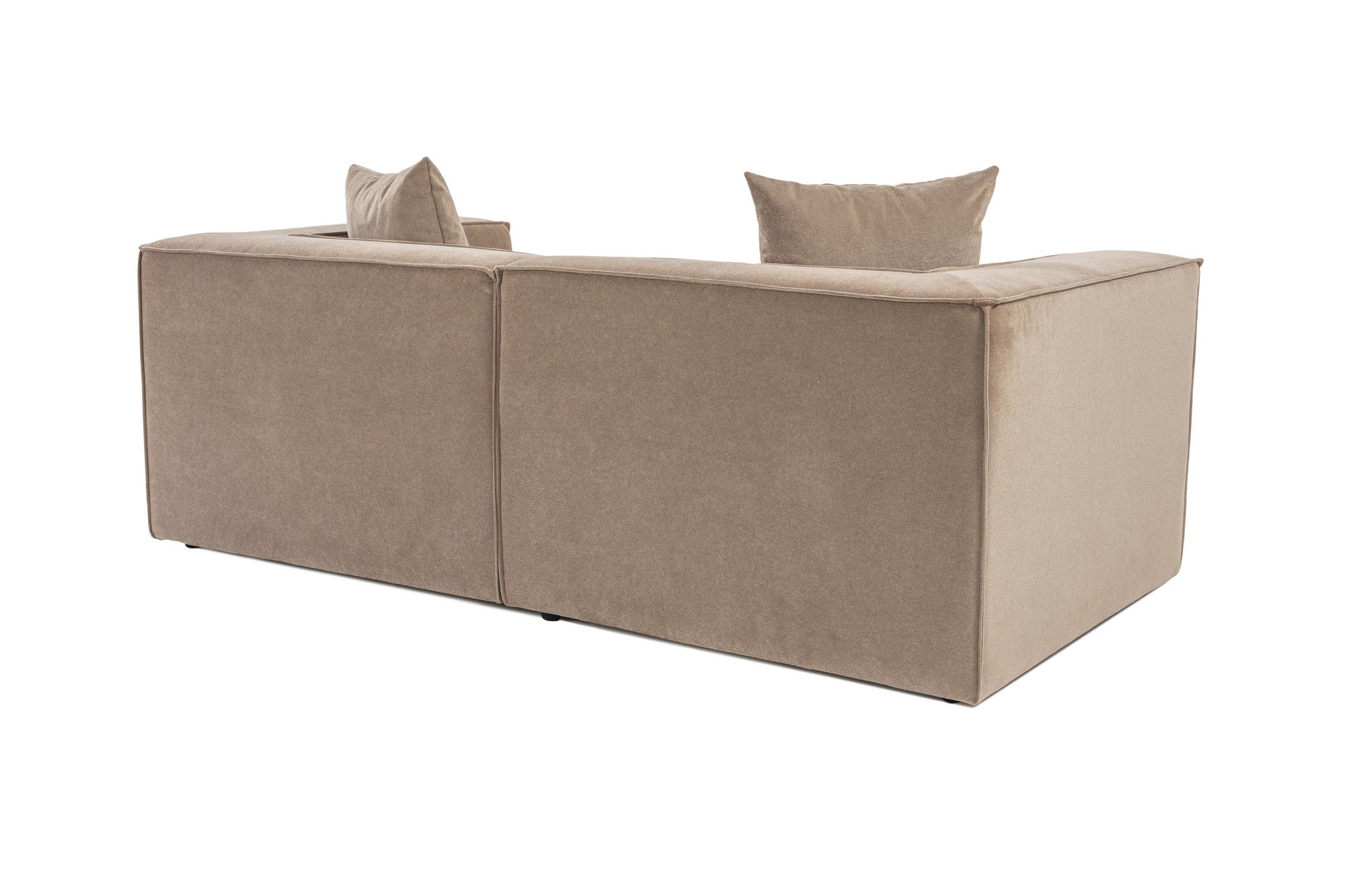 Sofá Cappuccino de 2 lugares, 190 x 95 x 65 cm | Estrutura 100% madeira de carpa, tecido 100% linho, espuma 32 DNS | Elegante e confortável para espaços de convivência modernos