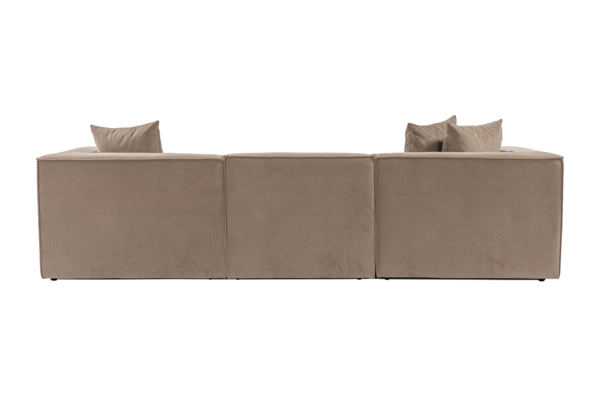 Sofá elegante de 3 lugares, cappuccino, 270 x 65 x 95 cm | Estrutura 100% madeira de carpa, tecido 100% linho, espuma 32 DNS | Elegante e confortável para salas de estar modernas