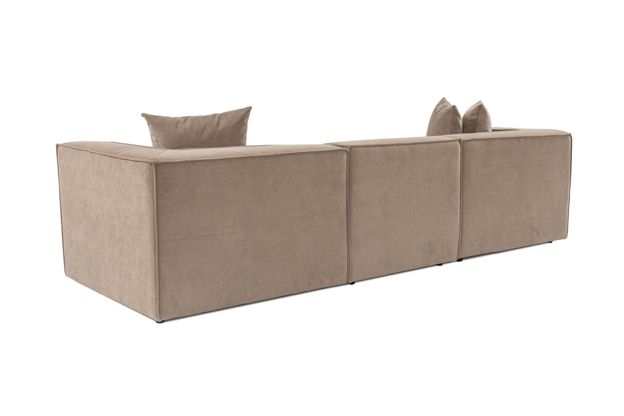 Sofá elegante de 3 lugares, cappuccino, 270 x 65 x 95 cm | Estrutura 100% madeira de carpa, tecido 100% linho, espuma 32 DNS | Elegante e confortável para salas de estar modernas