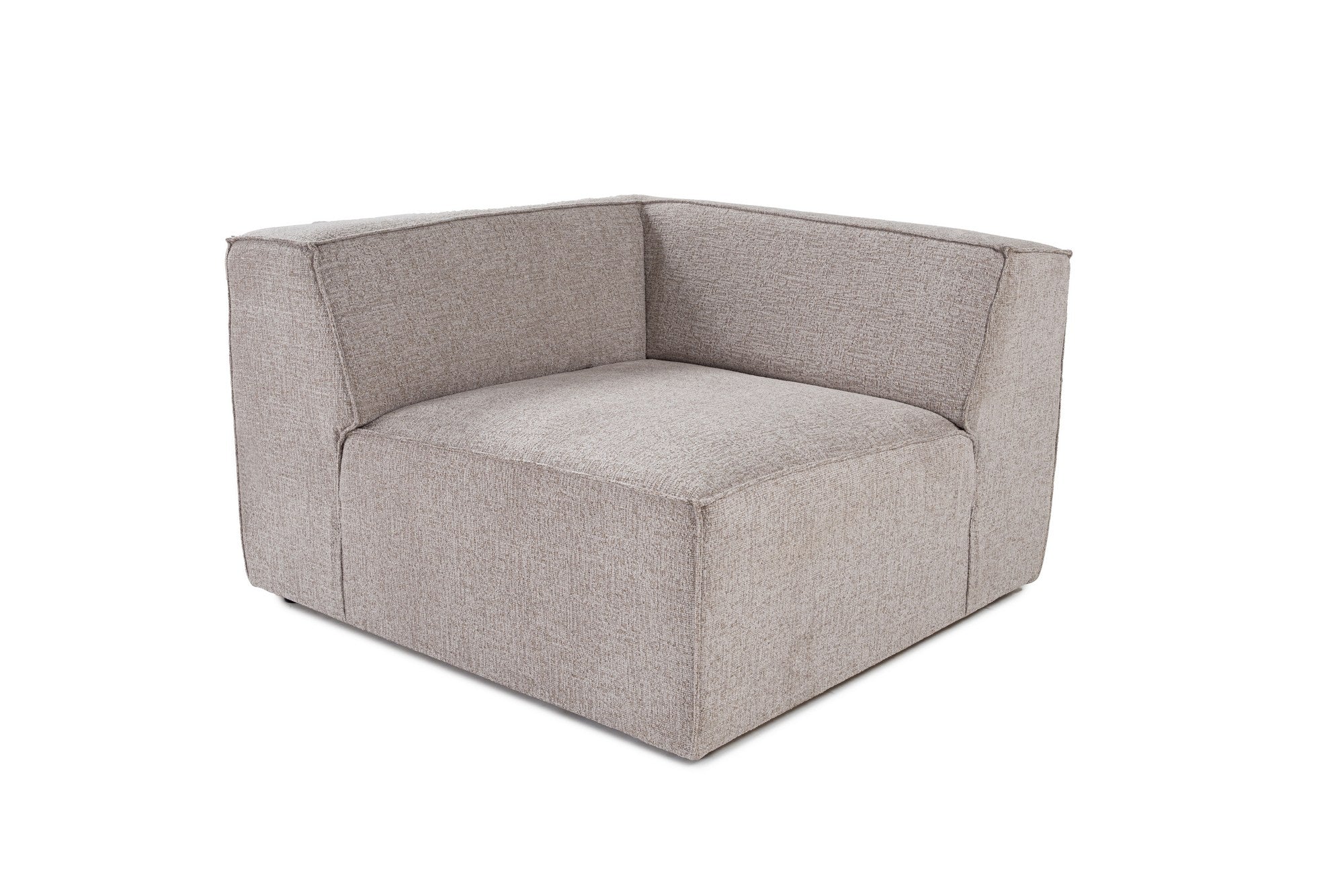 Sofá elegante de 1 lugar, cor mocha, 108 x 108 x 65 cm | Estrutura 100% madeira de carpa, tecido 100% linho, espuma 32 DNS | Elegante e confortável para espaços de convivência modernos