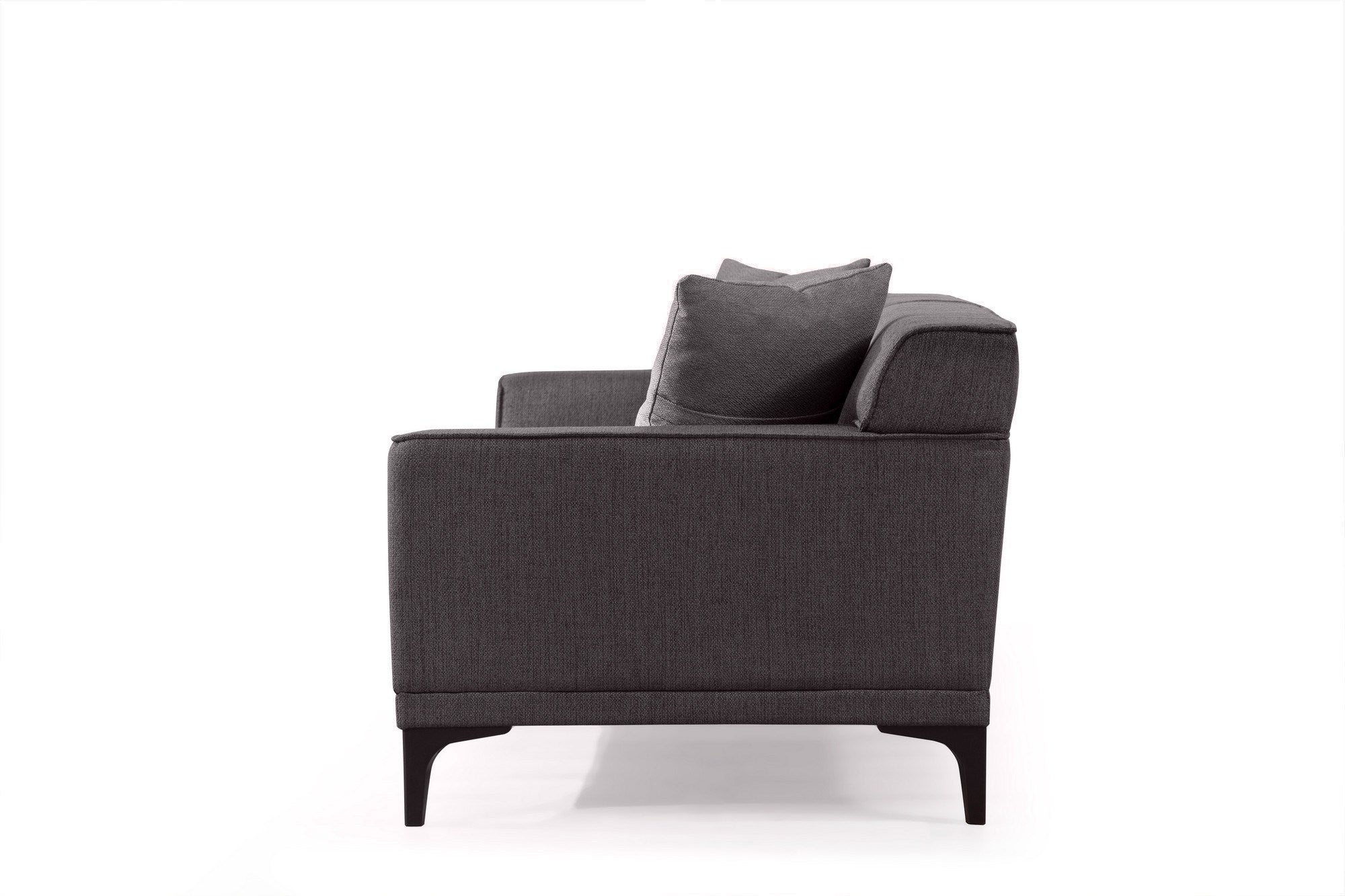 Sofá elegante de 3 lugares, antracite, 215 x 87 x 86 cm | Estrutura em madeira de faia e aglomerado, 100% poliéster, inclui 2 almofadas | Design durável e confortável para uma vida moderna