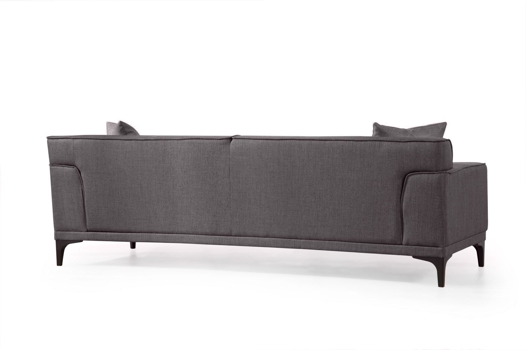 Sofá elegante de 3 lugares, antracite, 215 x 87 x 86 cm | Estrutura em madeira de faia e aglomerado, 100% poliéster, inclui 2 almofadas | Design durável e confortável para uma vida moderna