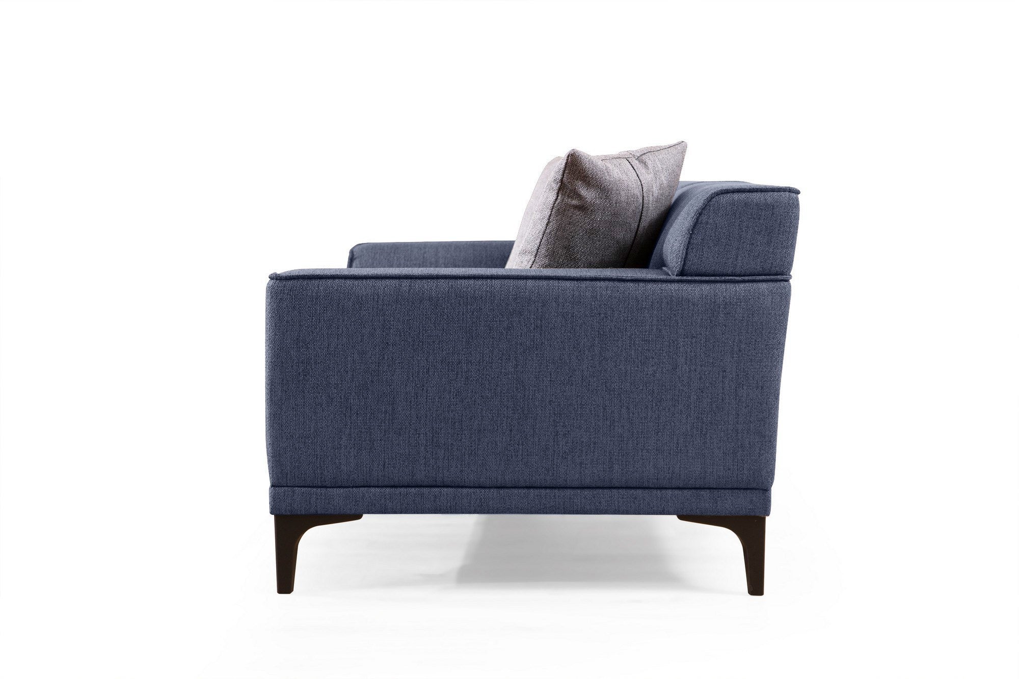 Sofá elegante de 2 lugares, tecido azul, 165 x 87 x 86 cm | Estrutura em madeira de faia e aglomerado, 100% poliéster, inclui 2 almofadas | Design confortável e moderno