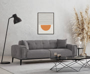 Sofá-cama elegante de 3 lugares, cinza claro, 225 x 92 x 76 cm | Estrutura em madeira de faia, 100% poliéster, mecanismo giratório | Perfeito para espaços modernos