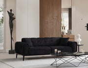 Sofá-cama elegante de 3 lugares, preto, 225 x 92 x 76 cm | Estrutura em madeira de faia, 100% poliéster, mecanismo giratório para as costas | Perfeito para espaços modernos