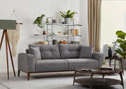 Sofá-cama elegante de 3 lugares, cinza claro, 225 cm | Estrutura em madeira de faia, 100% poliéster, mecanismo giratório nas costas | Perfeito para salas de estar modernas e espaços para hóspedes
