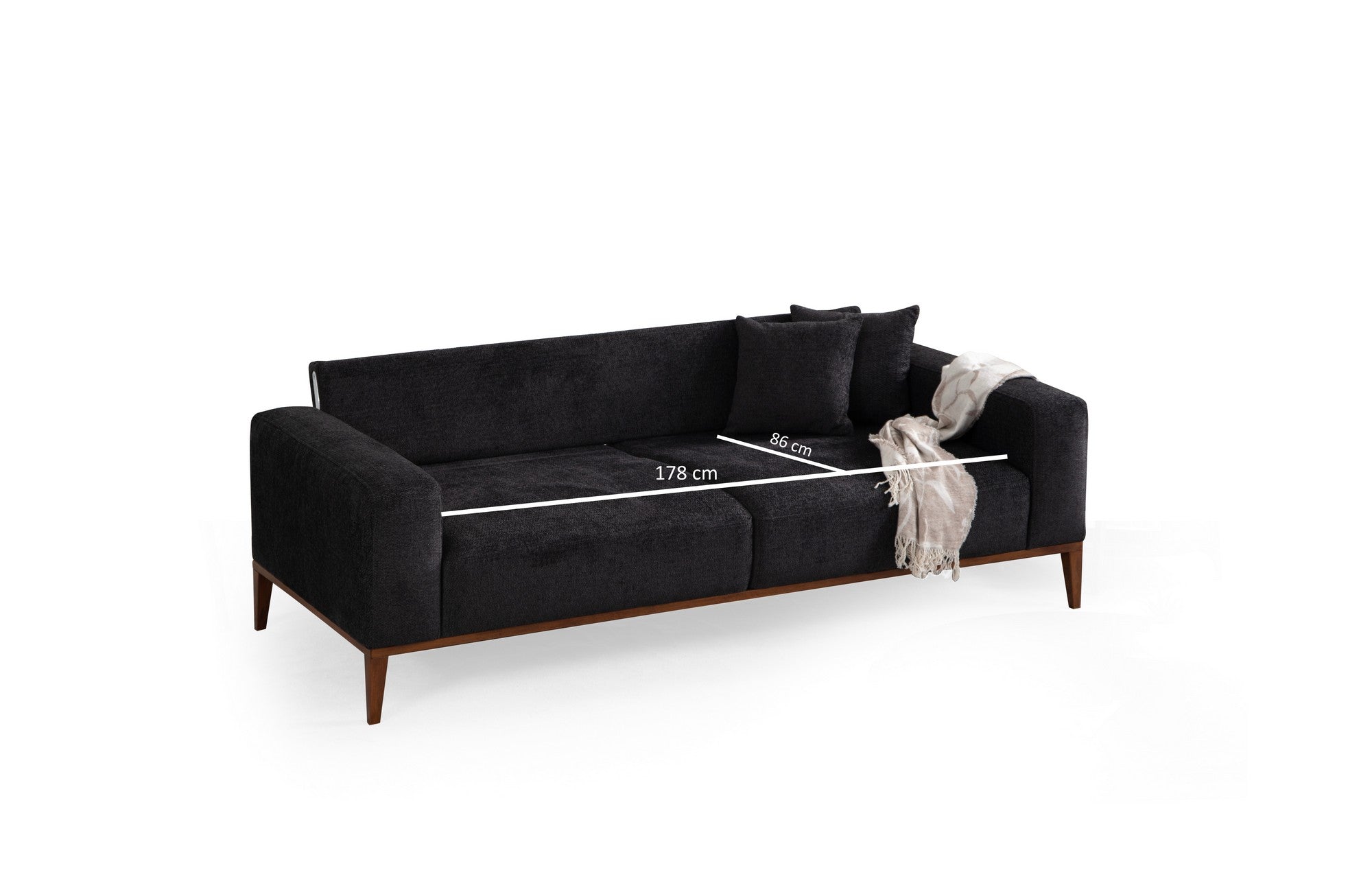 Sofá-cama elegante de 3 lugares, antracite, 225 x 92 x 75 cm | Estrutura em madeira de faia, 100% poliéster, mecanismo giratório para o encosto | Perfeito para espaços modernos