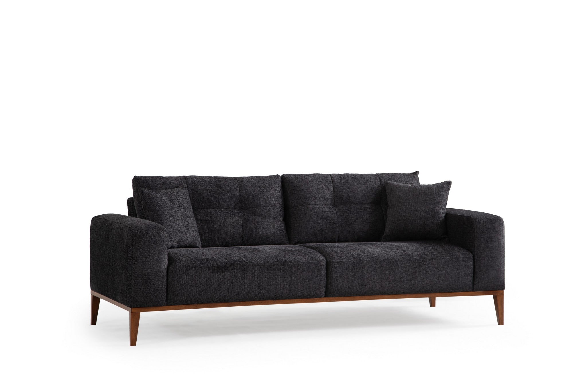 Sofá-cama elegante de 3 lugares, antracite, 225 x 92 x 75 cm | Estrutura em madeira de faia, 100% poliéster, mecanismo giratório para o encosto | Perfeito para espaços modernos