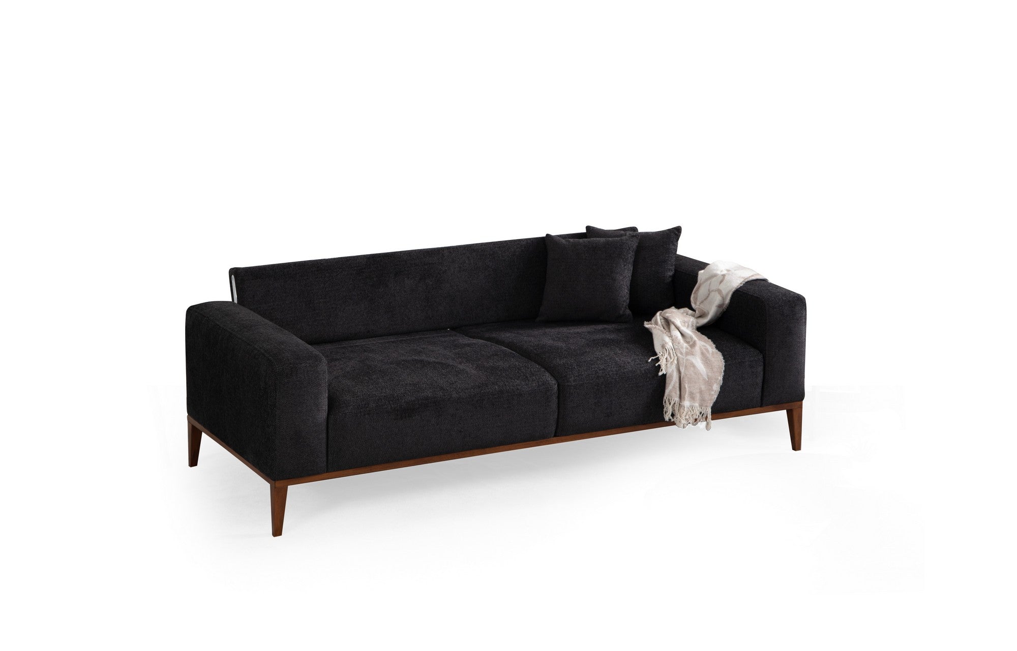 Sofá-cama elegante de 3 lugares, antracite, 225 x 92 x 75 cm | Estrutura em madeira de faia, 100% poliéster, mecanismo giratório para o encosto | Perfeito para espaços modernos