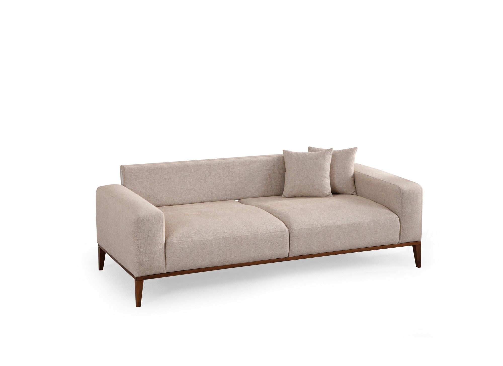 Sofá-cama elegante de 3 lugares, bege, 225 x 92 x 75 cm | Estrutura em madeira de faia, 100% poliéster, mecanismo giratório, tecido lavável a seco, design elegante