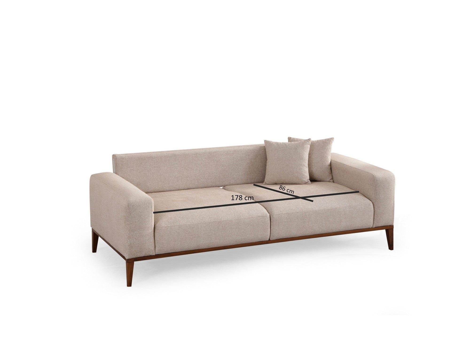 Sofá-cama elegante de 3 lugares, bege, 225 x 92 x 75 cm | Estrutura em madeira de faia, 100% poliéster, mecanismo giratório, tecido lavável a seco, design elegante