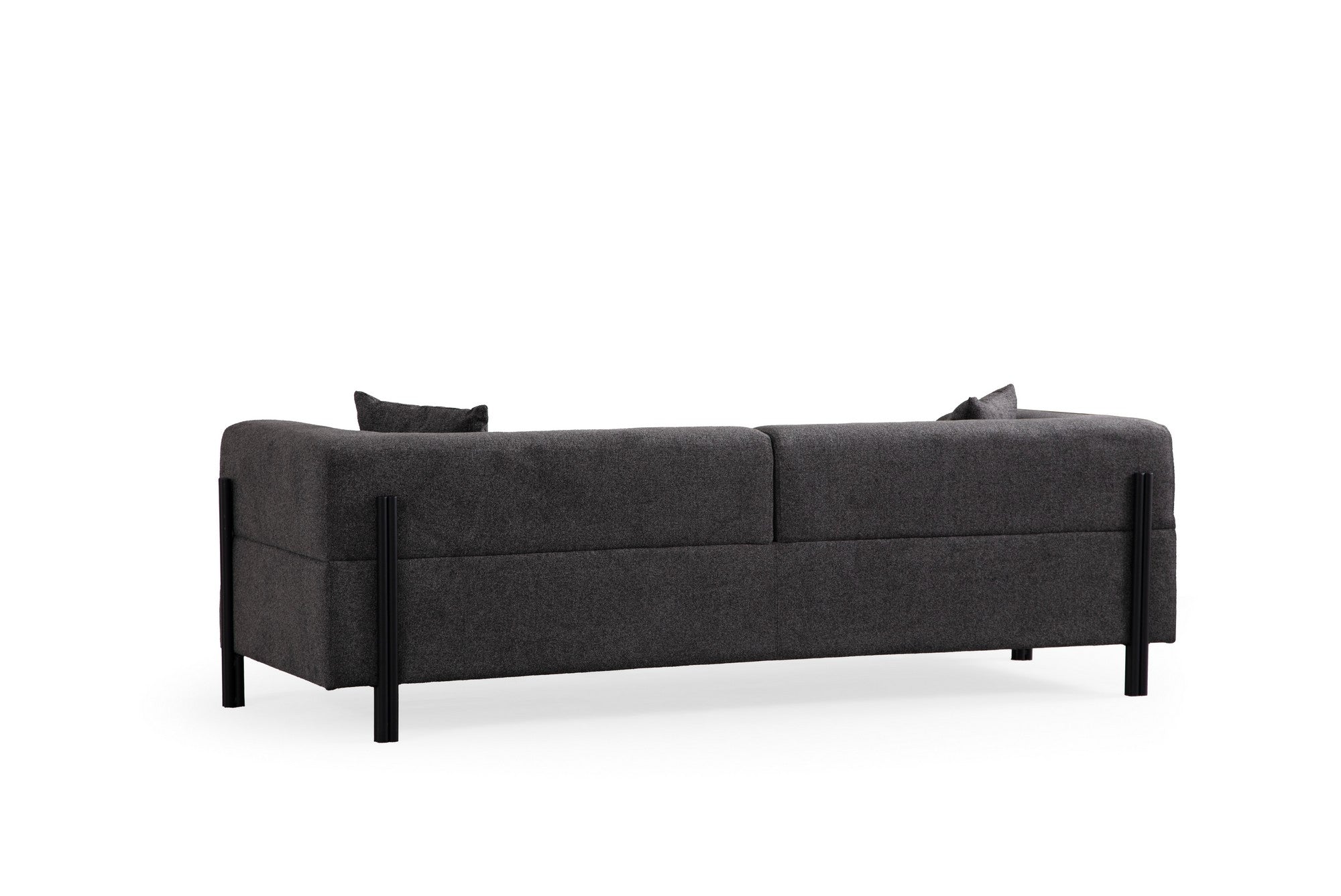 Sofá elegante de 3 lugares, antracite, 225 x 93 x 75 cm | Estrutura em madeira de faia e aglomerado, 100% poliéster, almofadas de espuma macia | Design moderno com pernas de metal preto