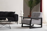 Poltrona Elegante, Cinza Claro, 67 x 80 x 77 cm | Estrutura em madeira de faia e aglomerado, 100% poliéster, almofada de espuma macia | Elegante e confortável para sala de estar