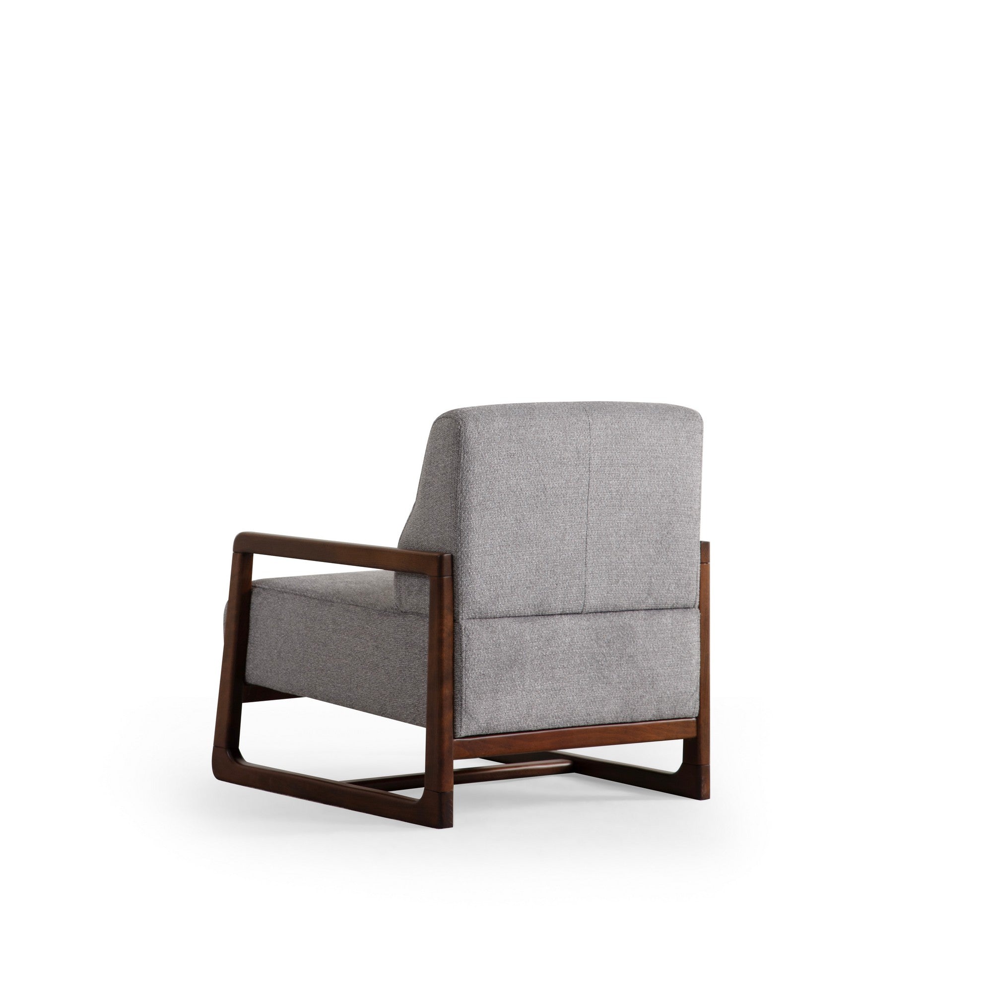 Poltrona Elegante, Cinza Claro e Nogueira, 67 cm L x 77 cm A x 80 cm P | Estrutura em Madeira de Faia, 100% Poliéster, Lavável a Seco, Almofada de Espuma Macia | Perfeita para Sala de Estar e Escritório