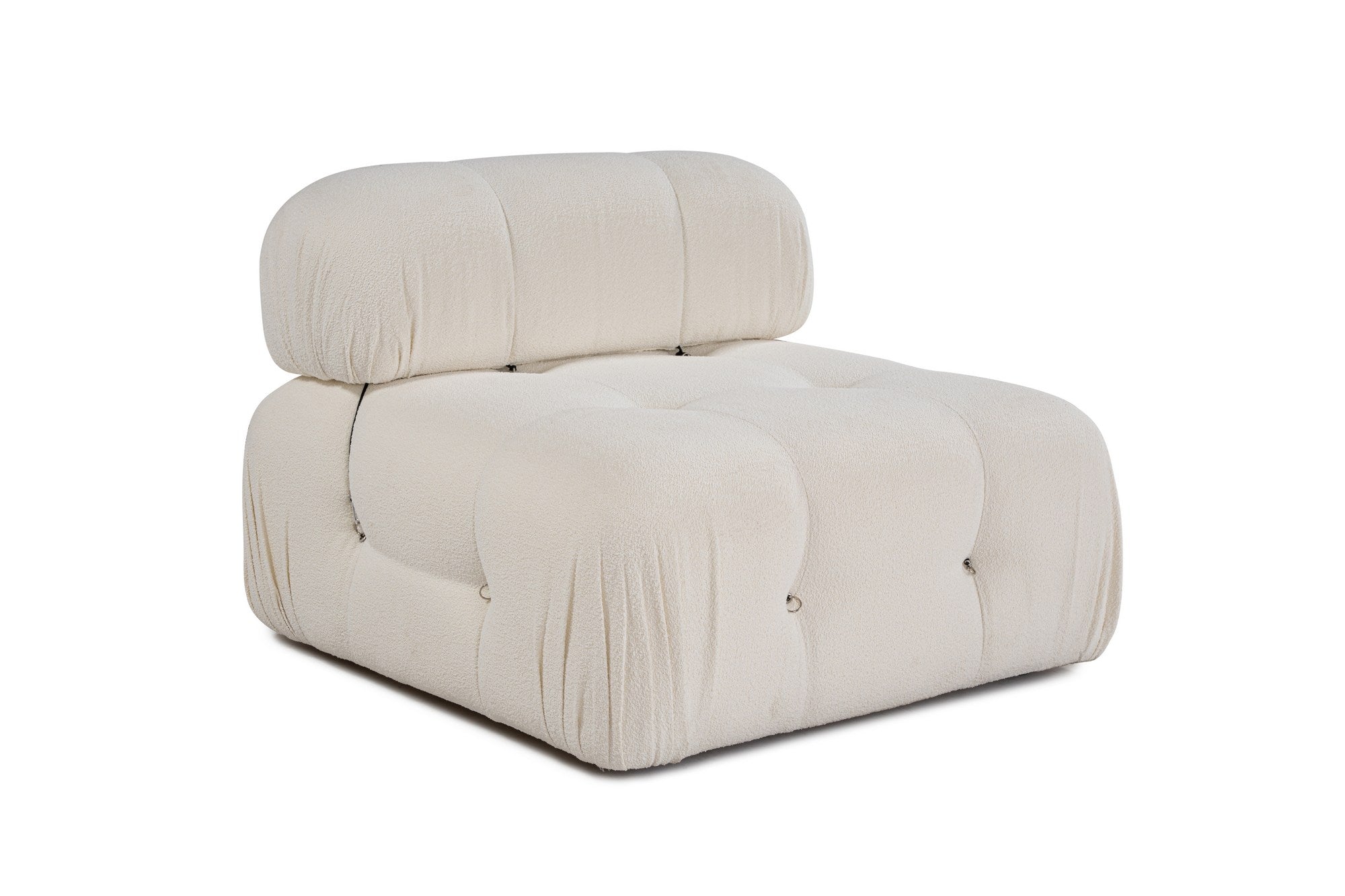Sofá elegante de 1 lugar, branco, 95 x 95 x 75 cm | Estrutura em madeira de faia e aglomerado, 100% poliéster, encosto removível, personalizável | Perfeito para espaços modernos