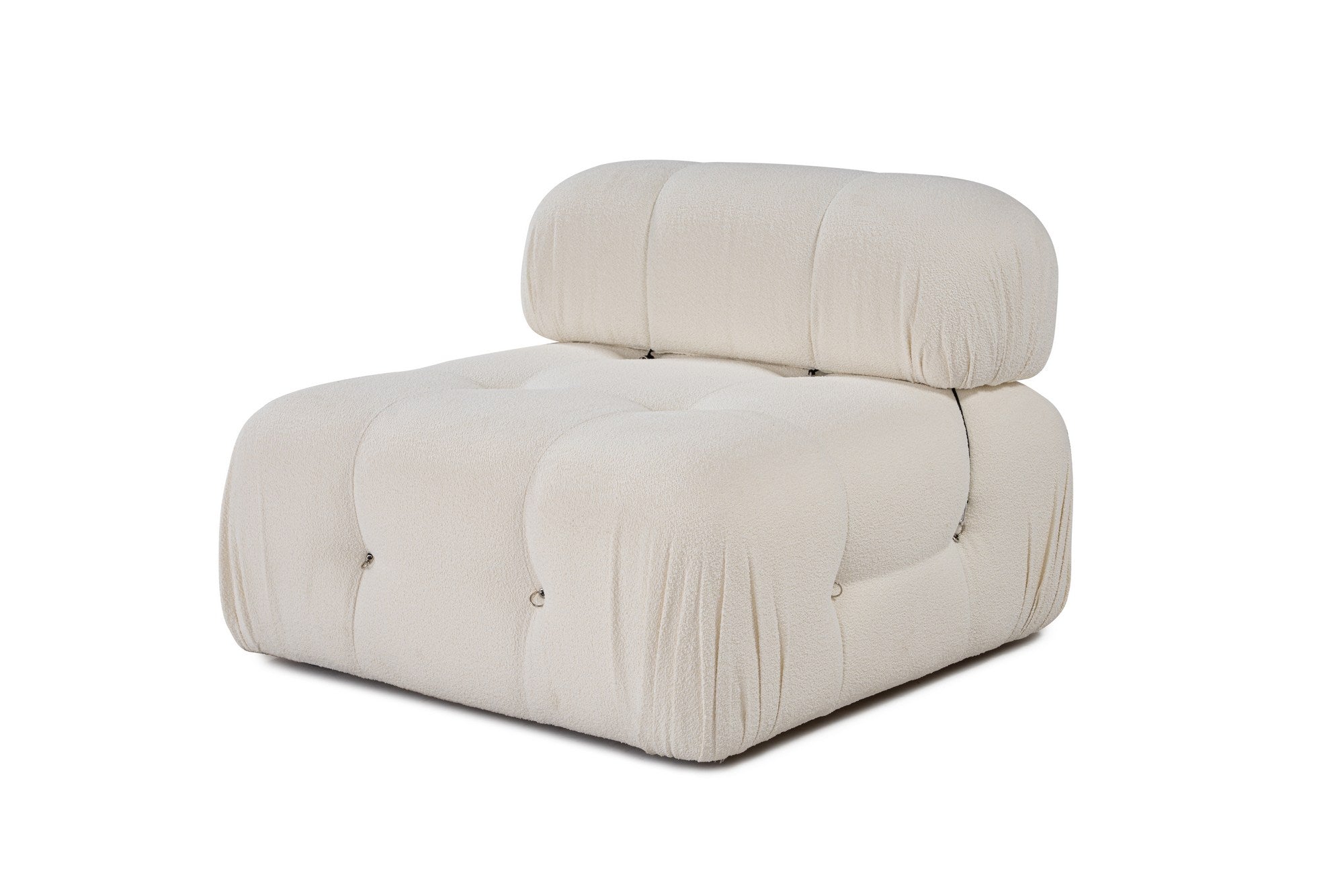 Sofá elegante de 1 lugar, branco, 95 x 95 x 75 cm | Estrutura em madeira de faia e aglomerado, 100% poliéster, encosto removível, personalizável | Perfeito para espaços modernos